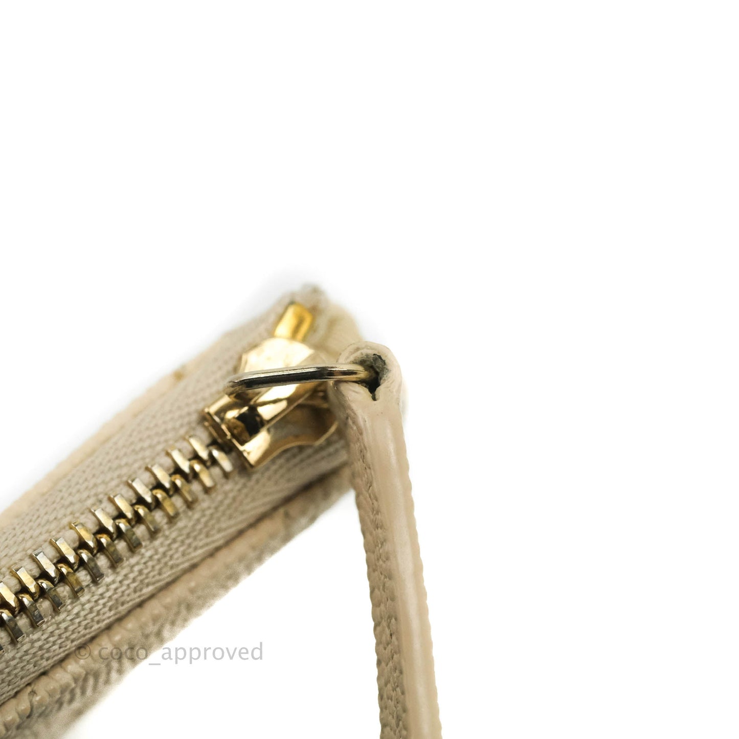 Chanel Quilted Mini O Case Light Beige Caviar Gold Hardware