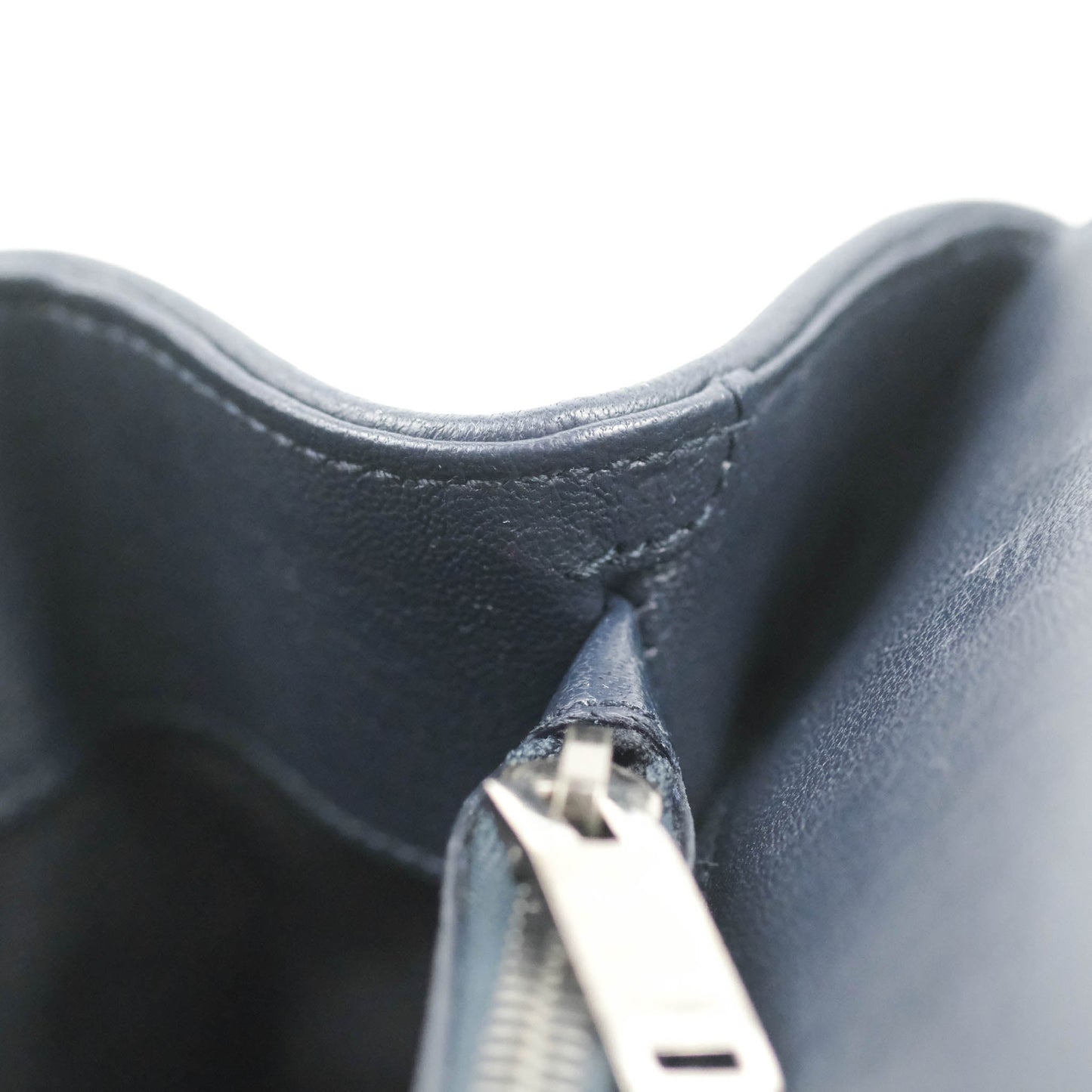 Saint Laurent Chevron Large College Navy Chain Bag Ruthenium Hardware