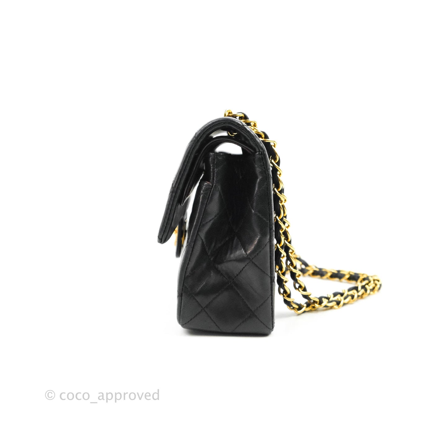 Chanel Vintage Classic S/M Small Double Flap Bag Black Lambskin 24K Gold Hardware