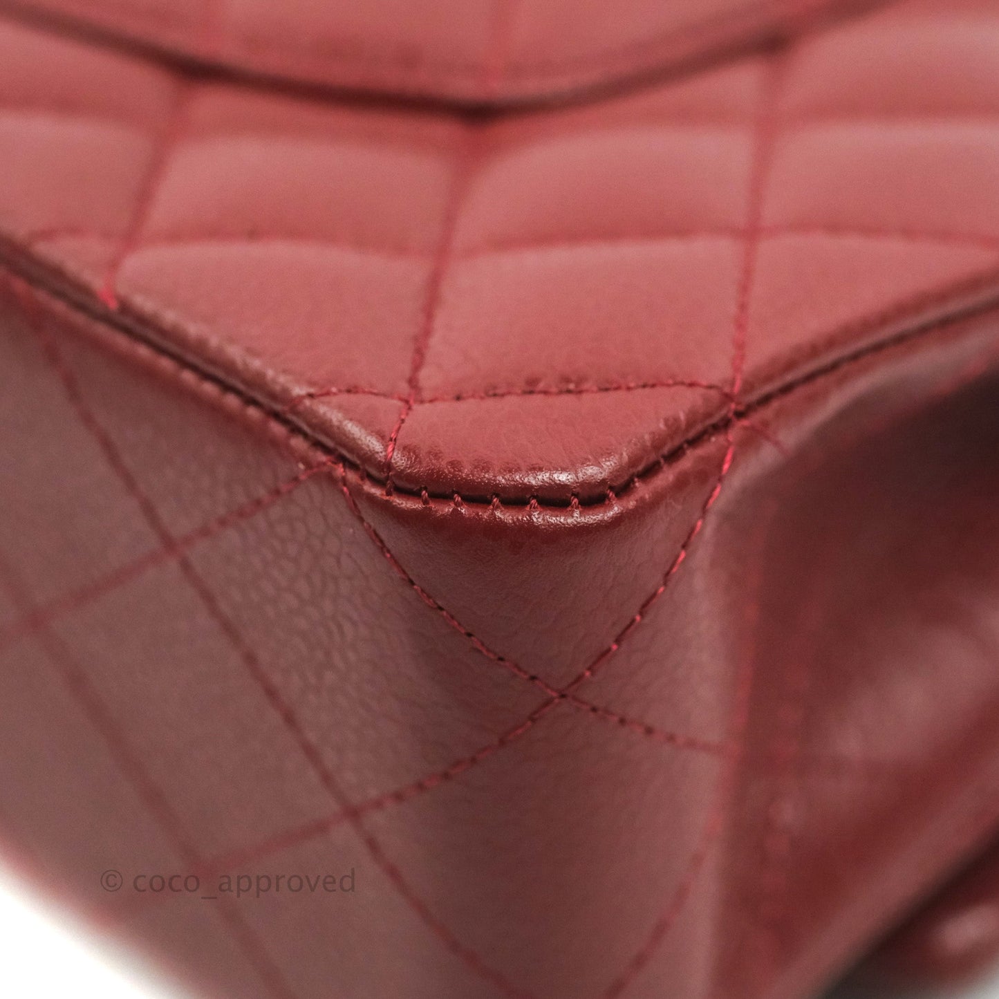 Chanel Classic M/L Medium Flap Quilted Dark Red Caviar Silver Hardware