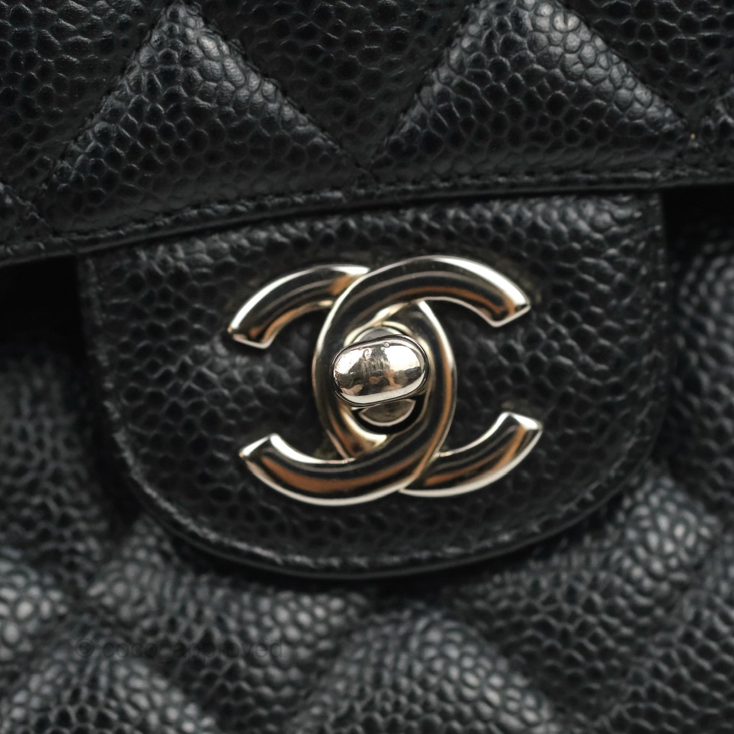 Chanel Classic M/L Medium Flap Quilted Black Caviar Silver Hardware