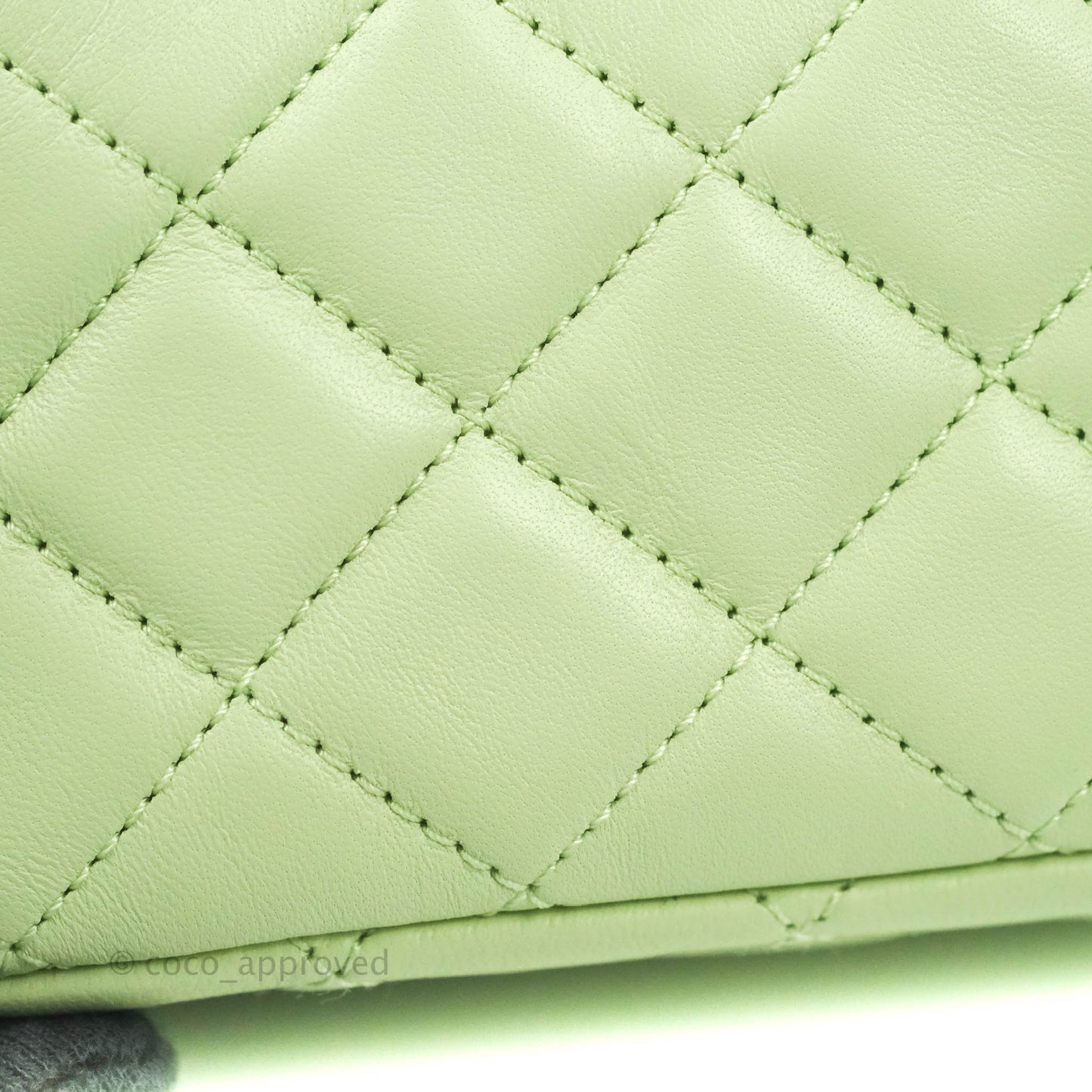 Chanel Mini Square Pearl Crush Quilted Avocado Green Lambskin Aged Gold Hardware