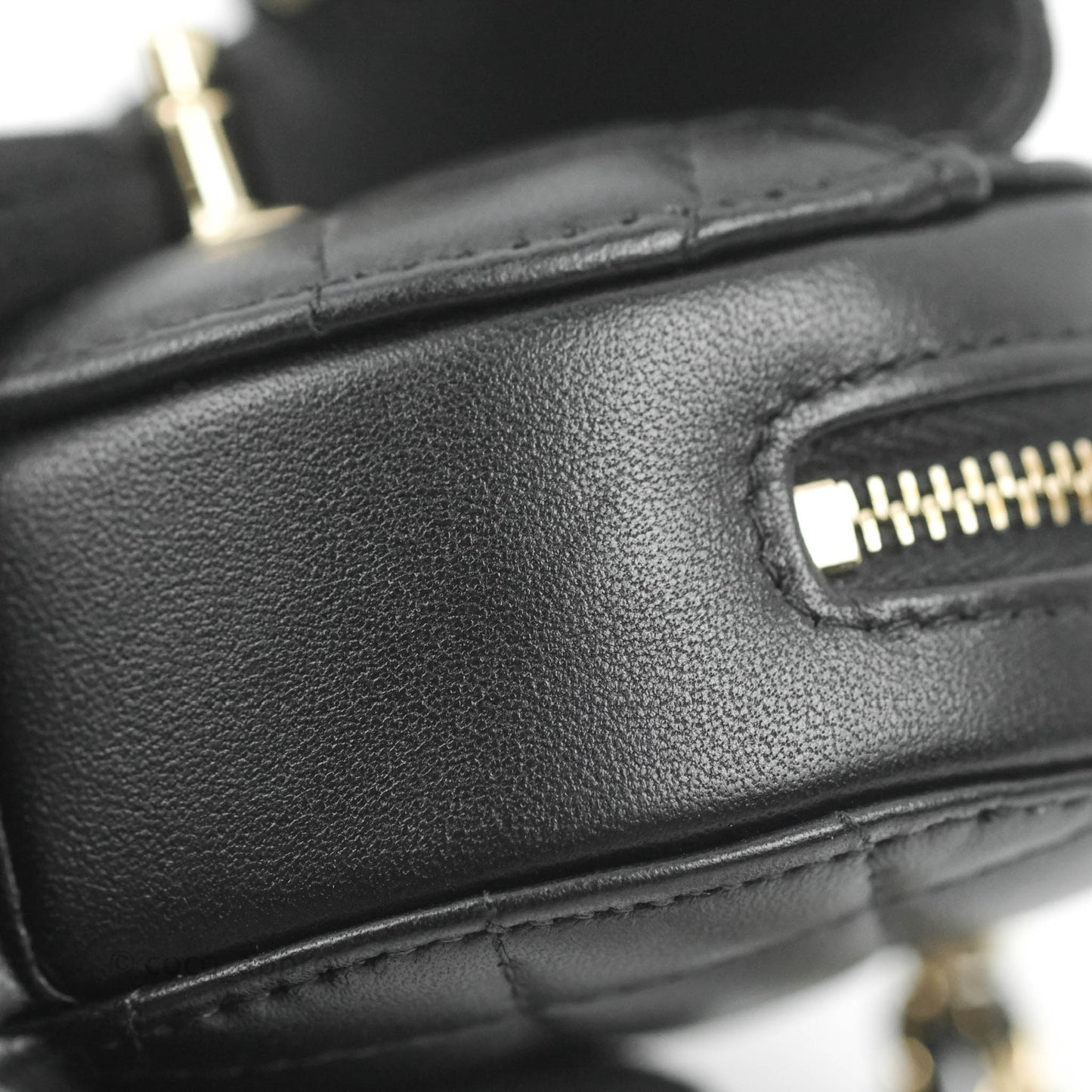 Chanel Small Heart Coin Purse Necklace Black Lambskin Gold Hardware 22S