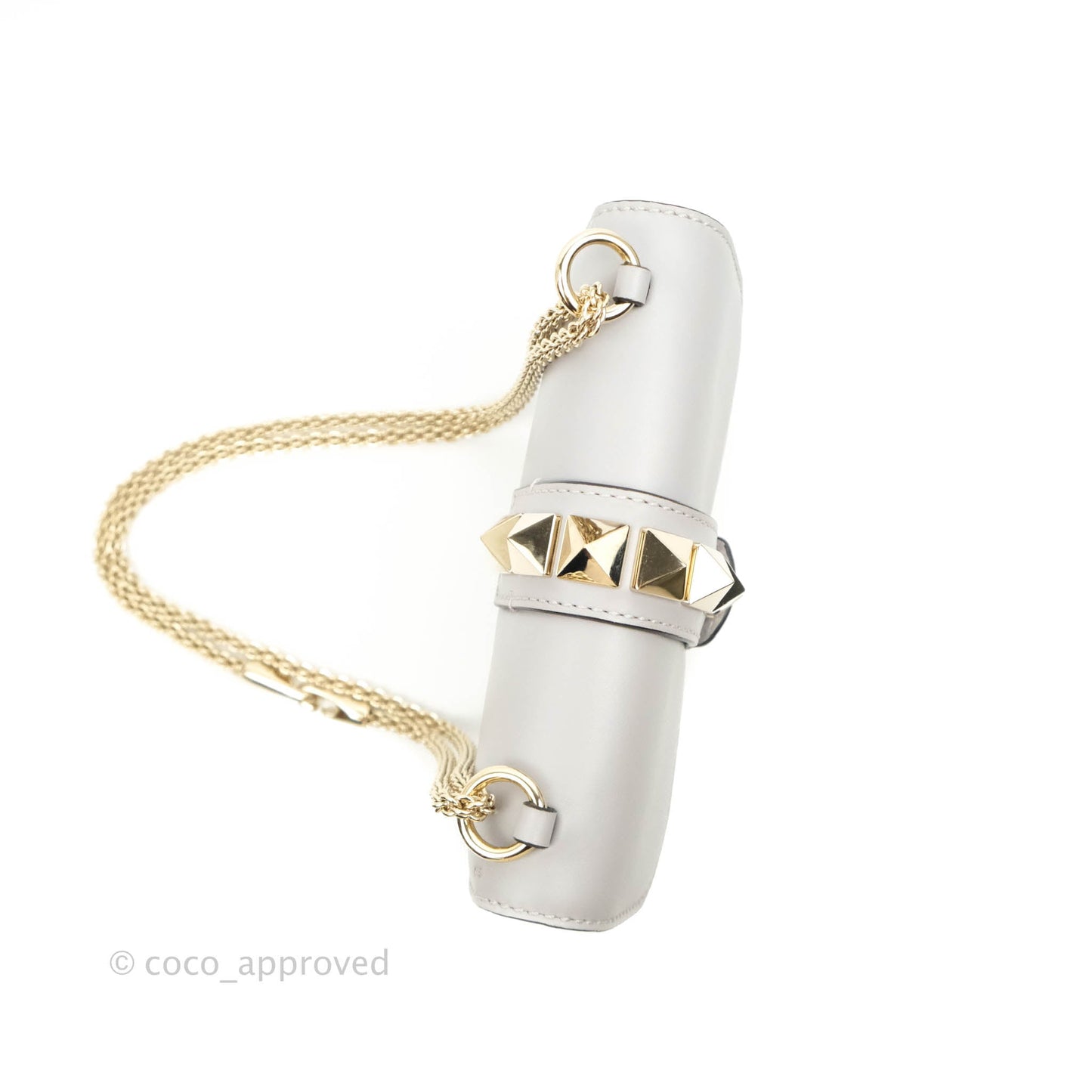 Valentino Vitello Small Glam Lock Rockstud Flap Grey