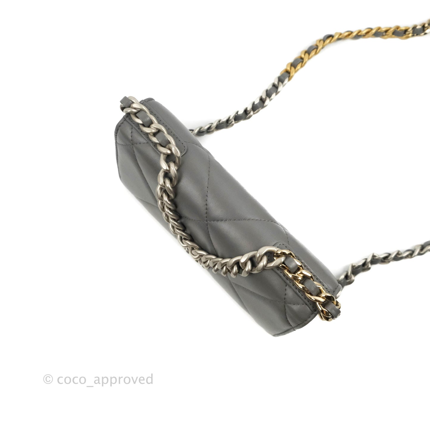 Chanel 19 Wallet on Chain WOC Dark Grey Lambskin Mixed Hardware