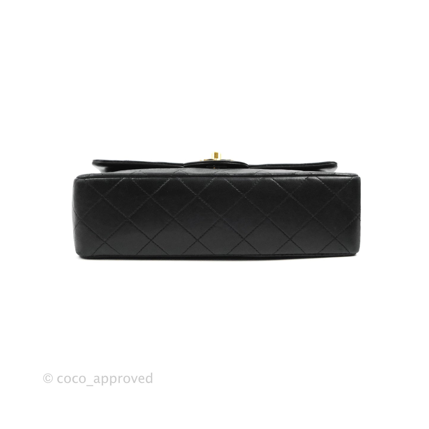 Chanel Vintage Classic S/M Small Double Flap Bag Black Lambskin 24K Gold Hardware