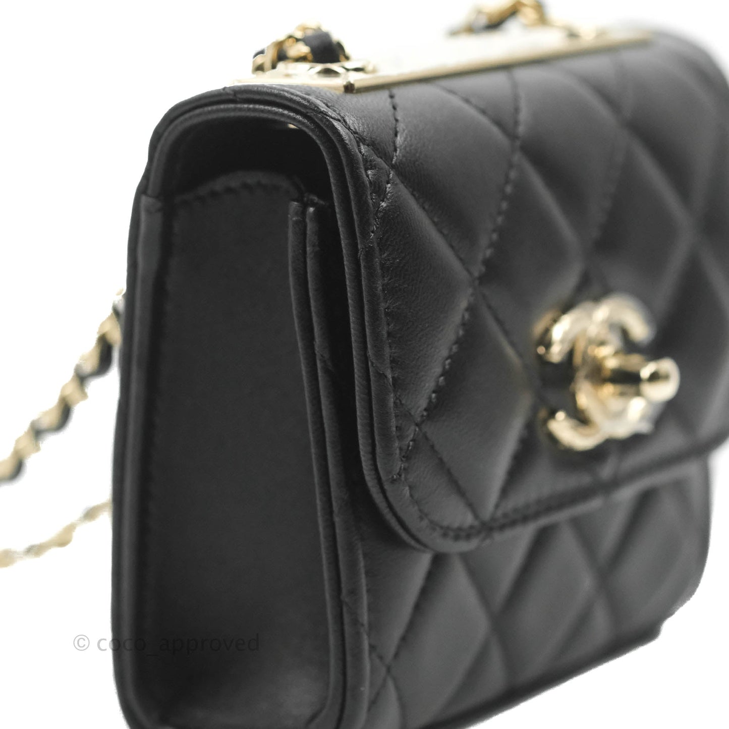 Chanel Mini Quilted Clutch With Chain Black Lambskin Gold Hardware 22S