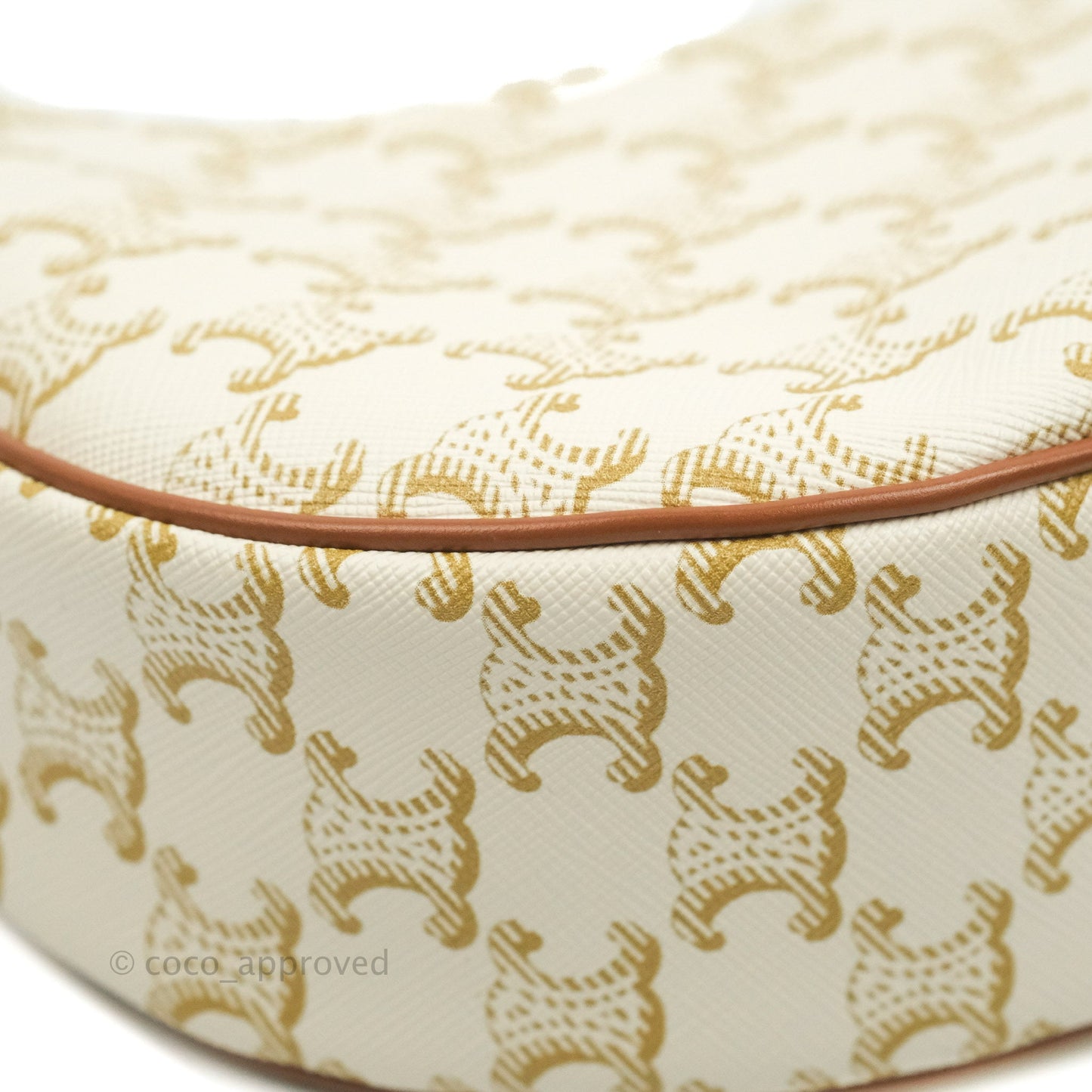 Celine Ava Bag In Triomphe Canvas Calfskin White
