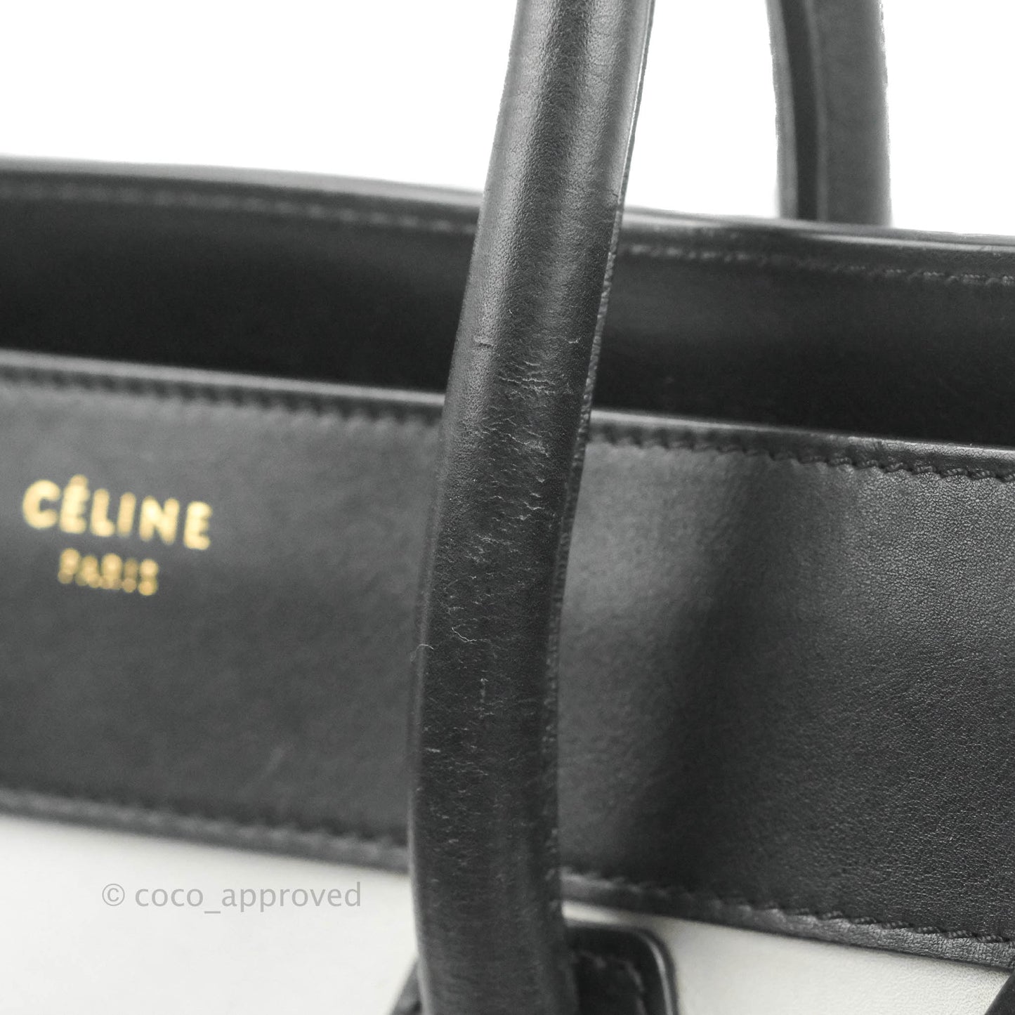 Celine Mini Luggage Bag Black/White/Brown Calfskin