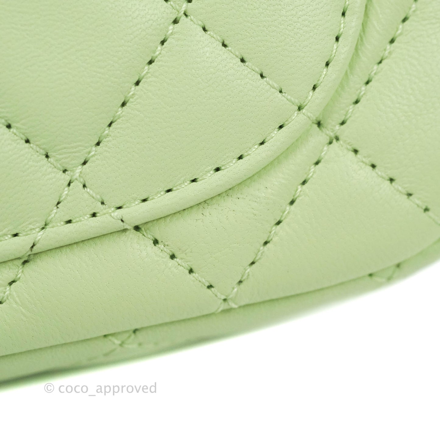 Chanel Mini Square Pearl Crush Quilted Avocado Green Lambskin Aged Gold Hardware
