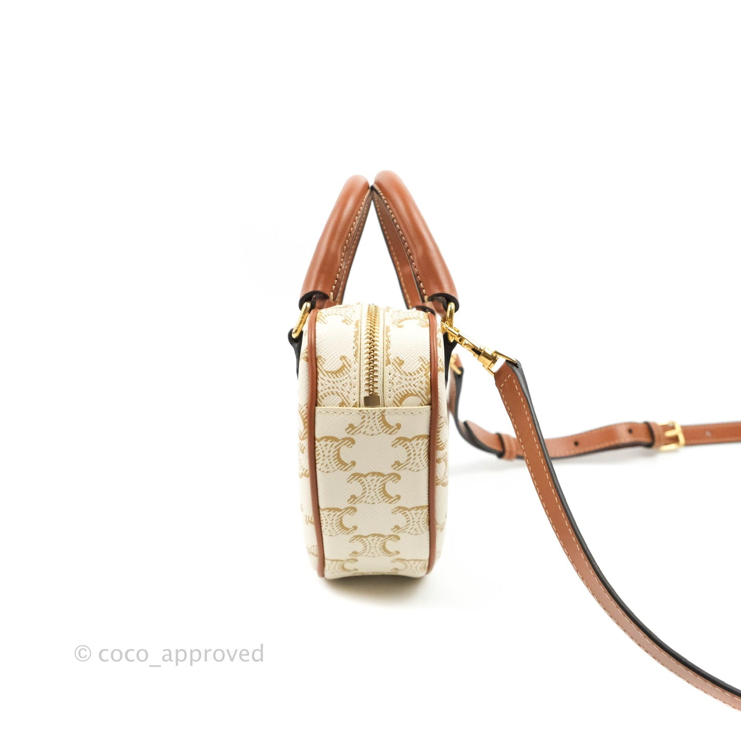 Celine Heart Medium Triomphe White Calfskin