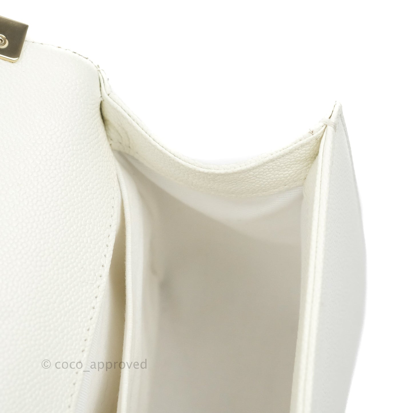 Chanel Quilted Medium Boy White Caviar Gold Hardware