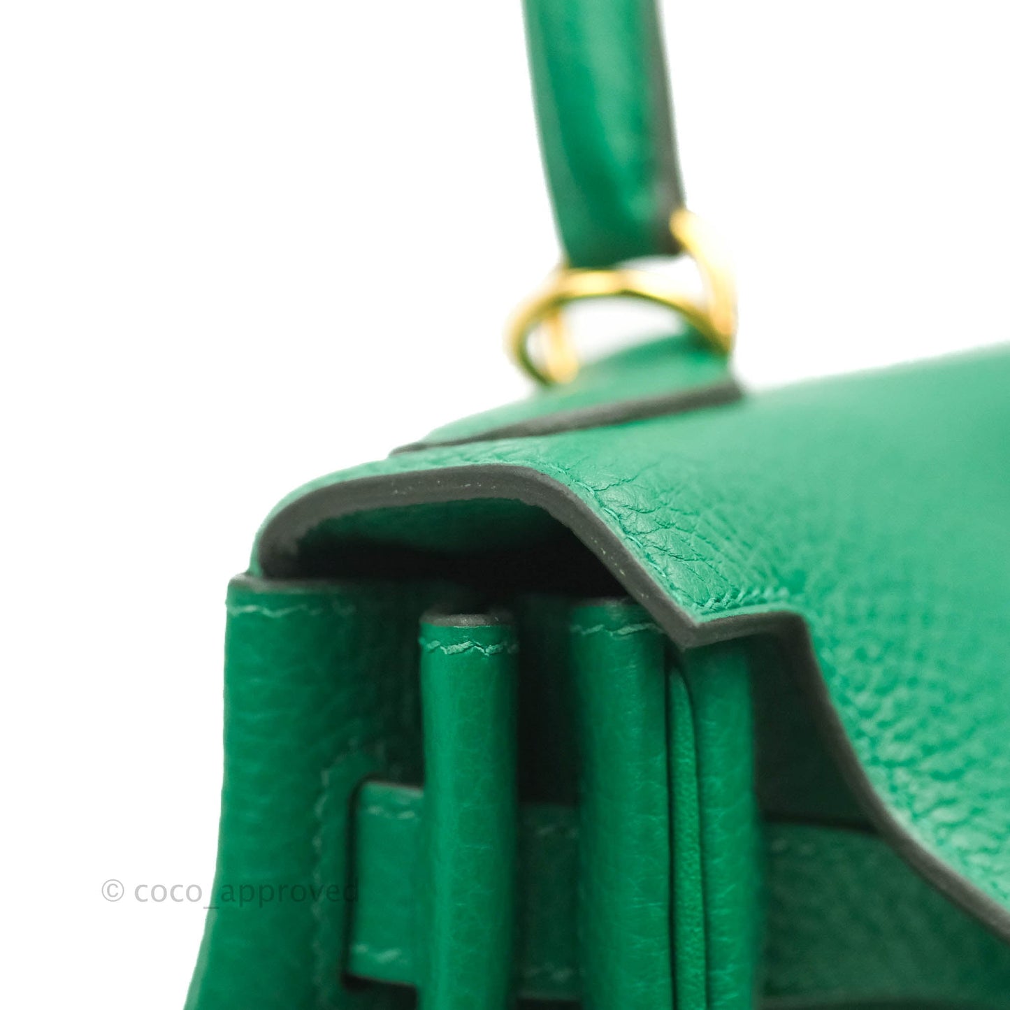 Hermès Retourne Taurillon Kelly 28 Vert Vertigo Clemence Gold Hardware
