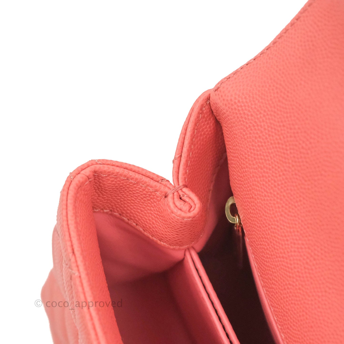 Chanel Small Quilted Coco Handle Coral Pink Caviar Gold Hardware