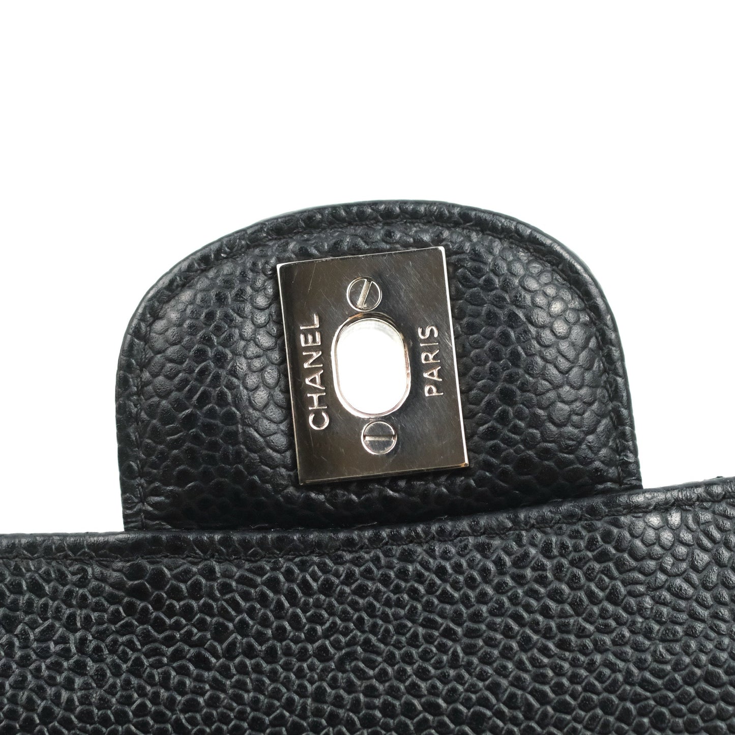 Chanel Classic M/L Medium Flap Quilted Black Caviar Silver Hardware