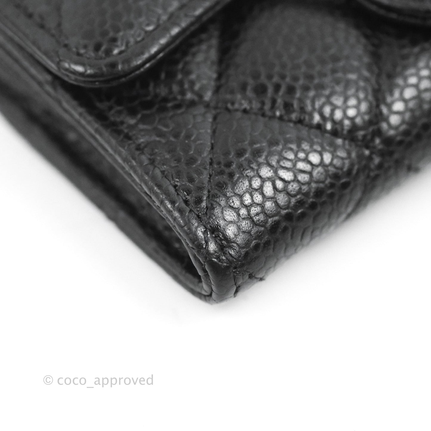 Chanel Quilted Flap Card Holder Black Caviar Silver Hardware