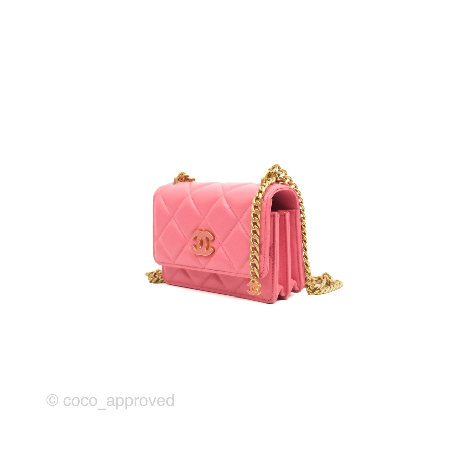 Chanel Enamel Quilted Pending CC Mini WOC Pink Lambskin Aged Gold Hardware 22P