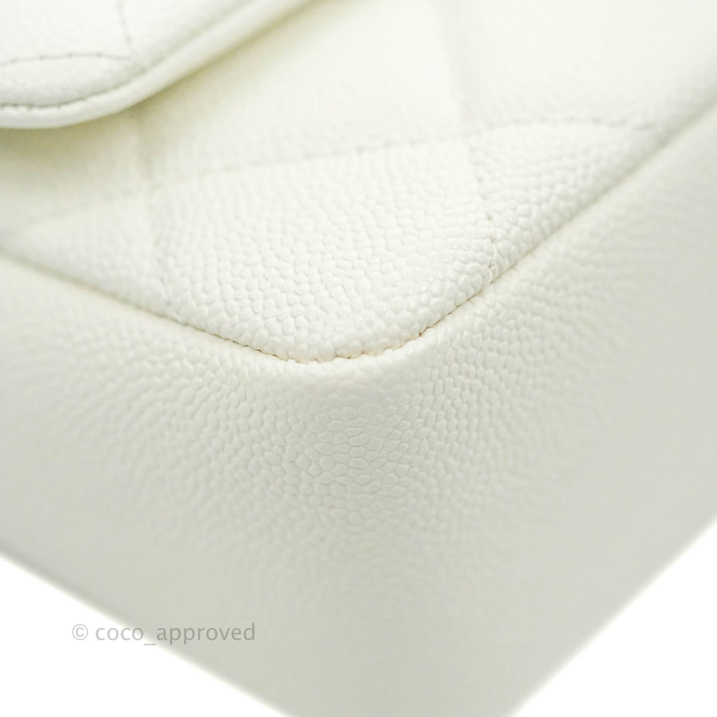 Chanel Small Quilted Melody Flap White Caviar Aged Gold Hardware 22P