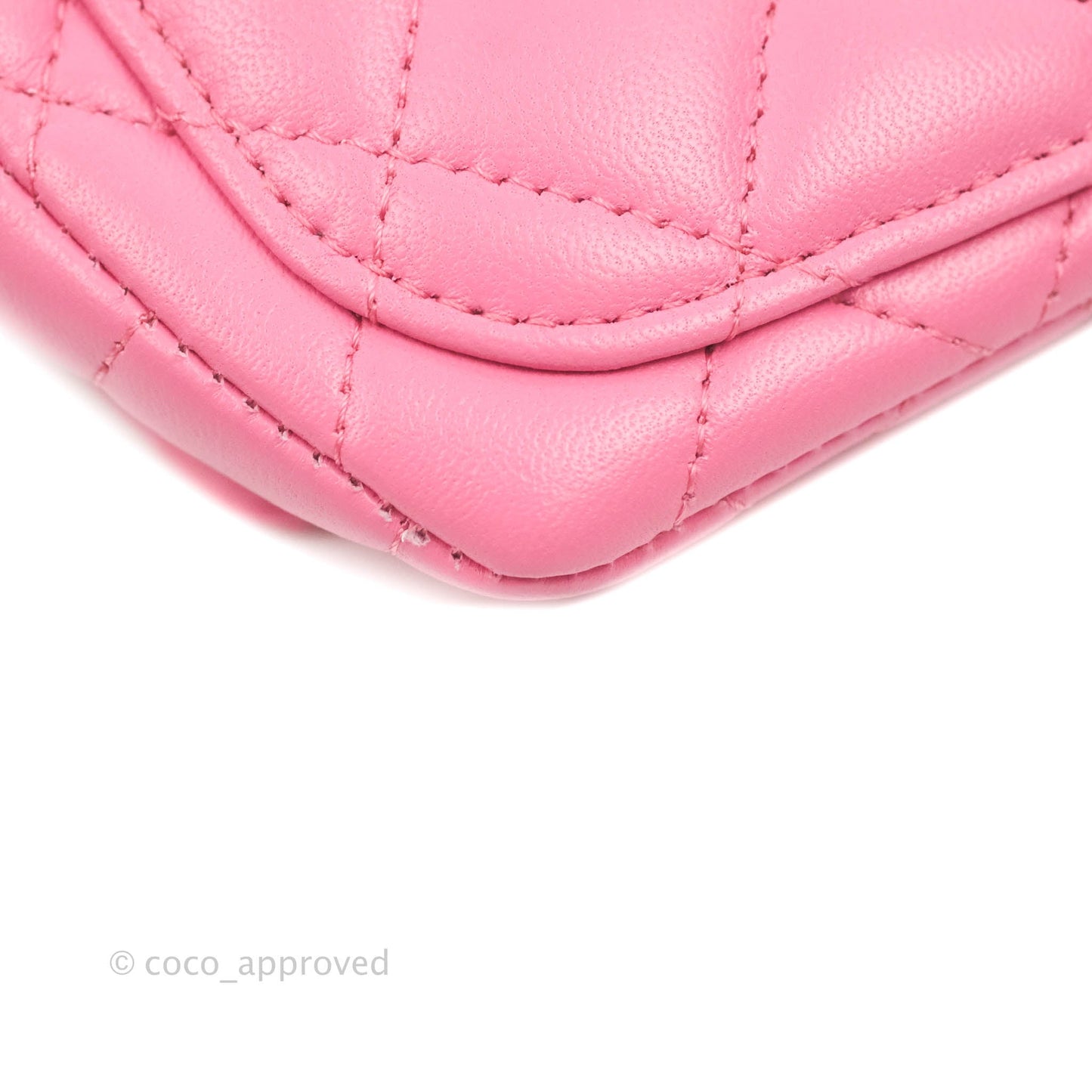 Chanel Quilted Case With Chain Pink Lambskin Gold Hardware