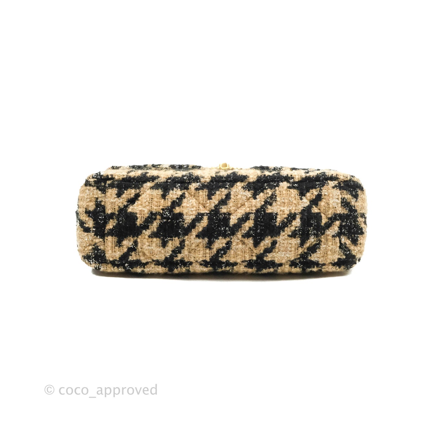 Chanel 19 Medium Tweed Houndstooth Black Beige Mixed Hardware