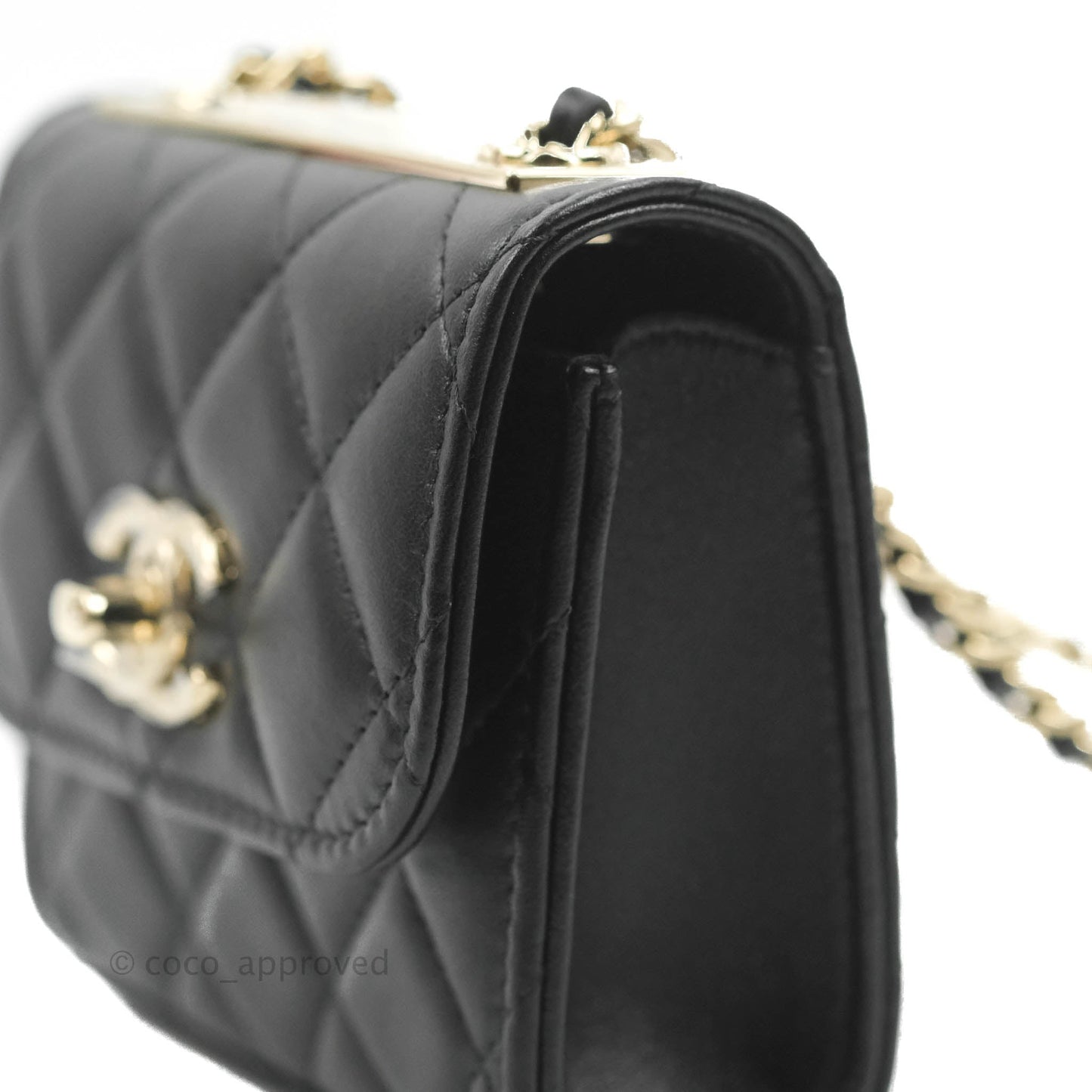 Chanel Mini Quilted Clutch With Chain Black Lambskin Gold Hardware 22S