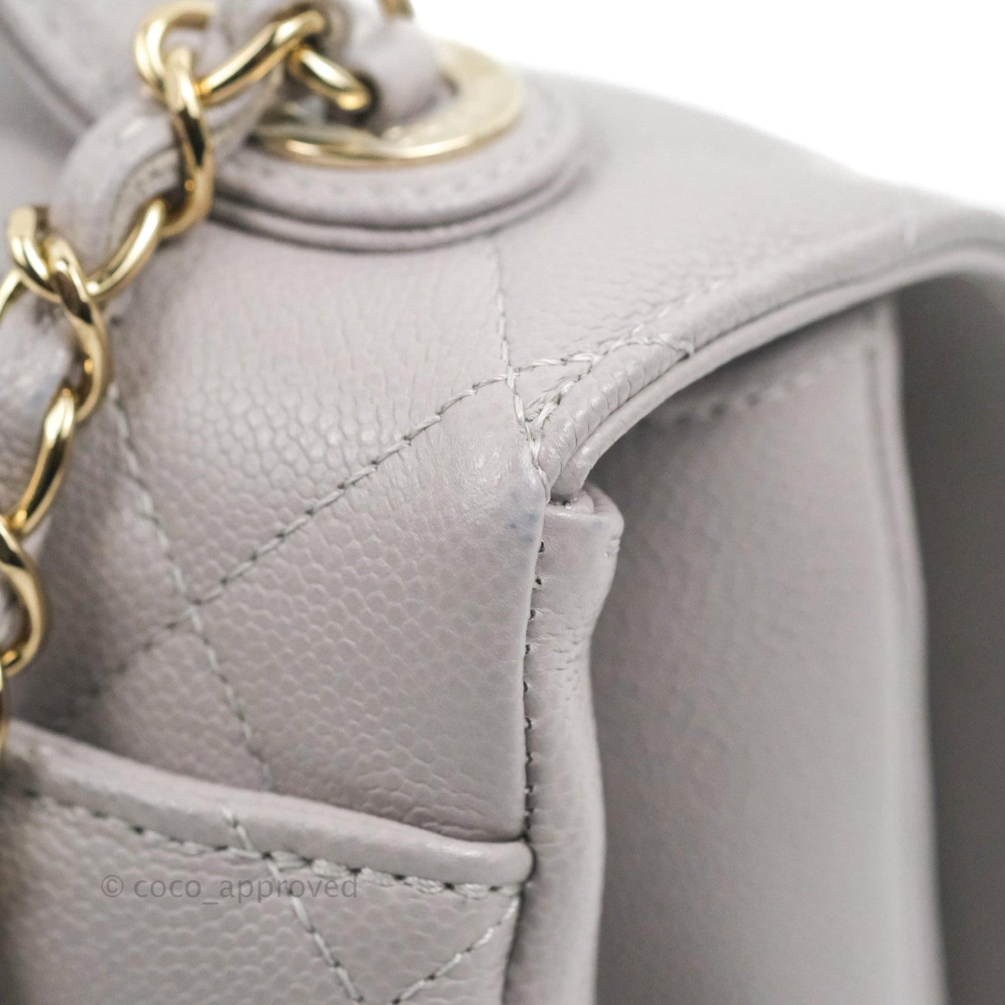 Chanel Quilted Medium Business Affinity Flap Grey Caviar Gold Hardware