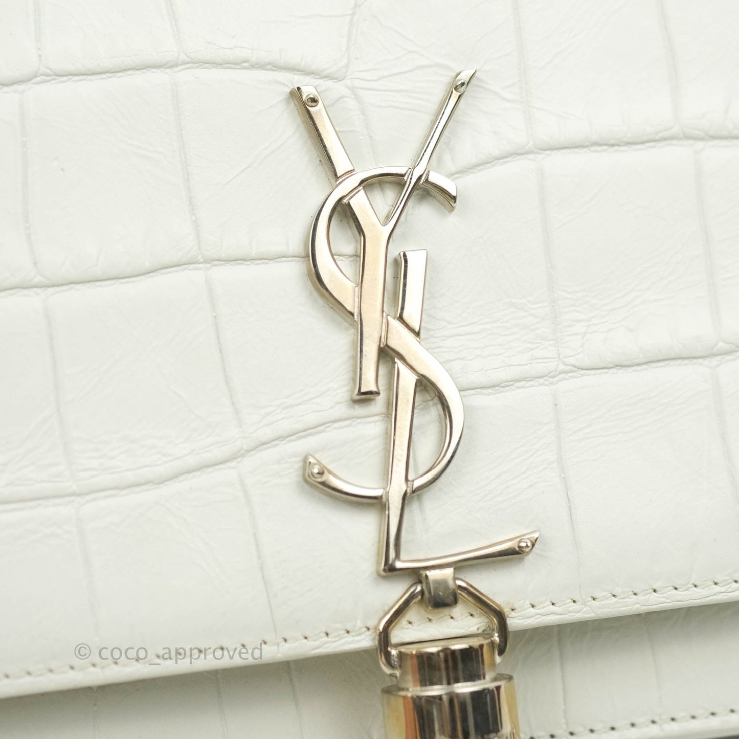 Saint Laurent Kate Tassel WOC White Silver Hardware