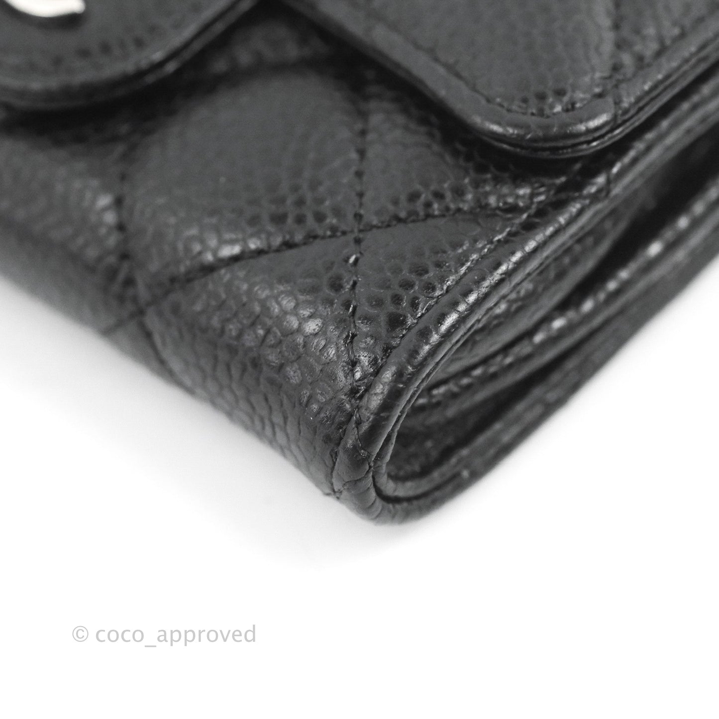 Chanel Quilted Flap Card Holder Black Caviar Silver Hardware