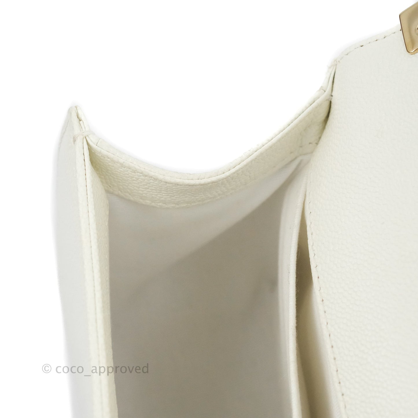 Chanel Quilted Medium Boy White Caviar Gold Hardware