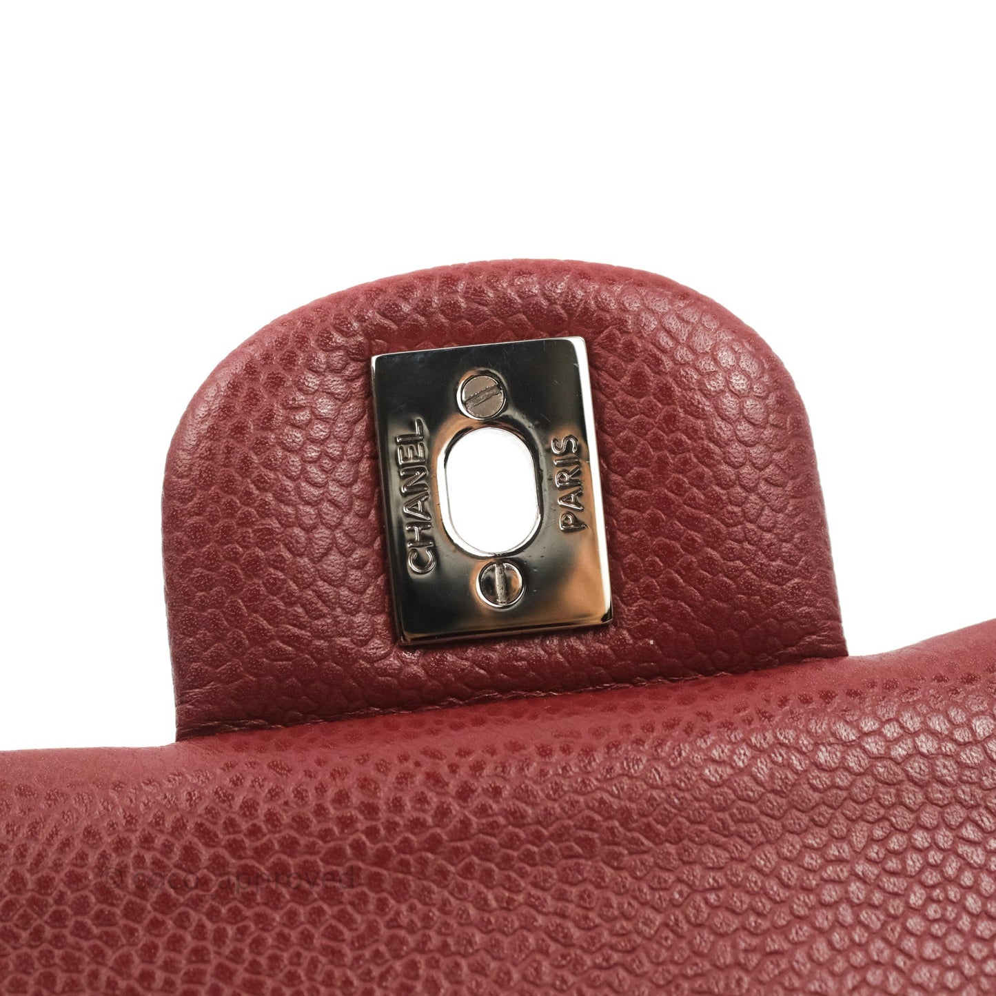 Chanel Classic M/L Medium Flap Quilted Dark Red Caviar Silver Hardware
