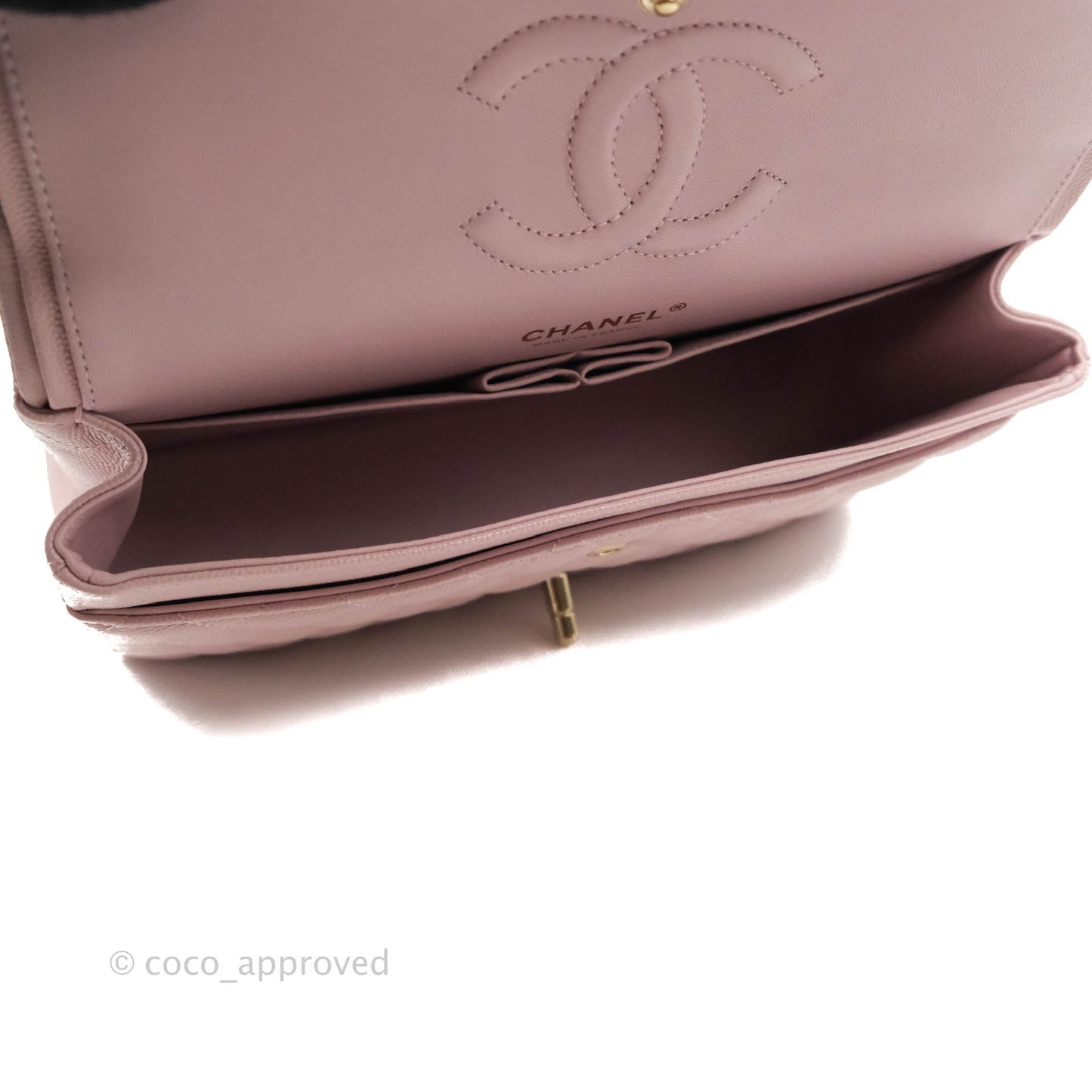 Chanel M/L Medium Double Flap Bag Lilac Rose Clair Caviar Gold Hardware 21S