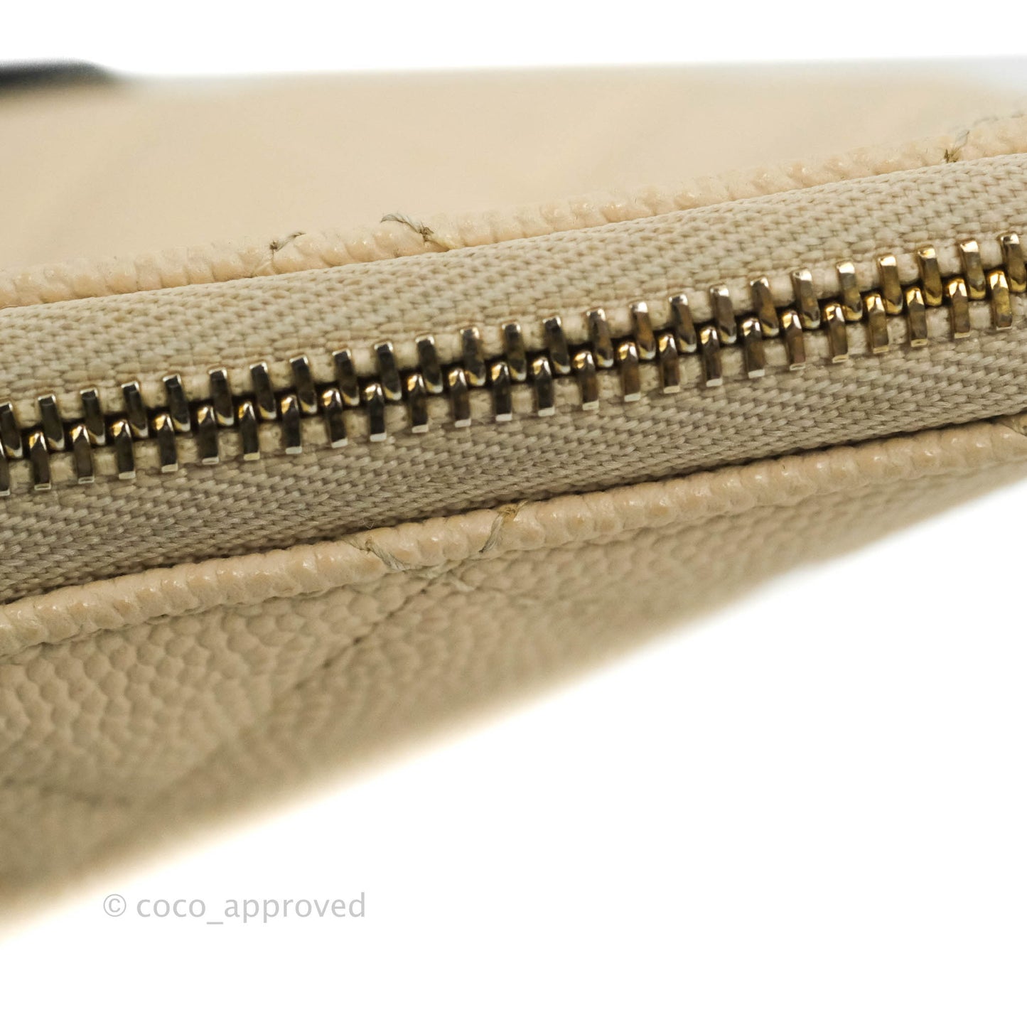 Chanel Quilted Mini O Case Light Beige Caviar Gold Hardware