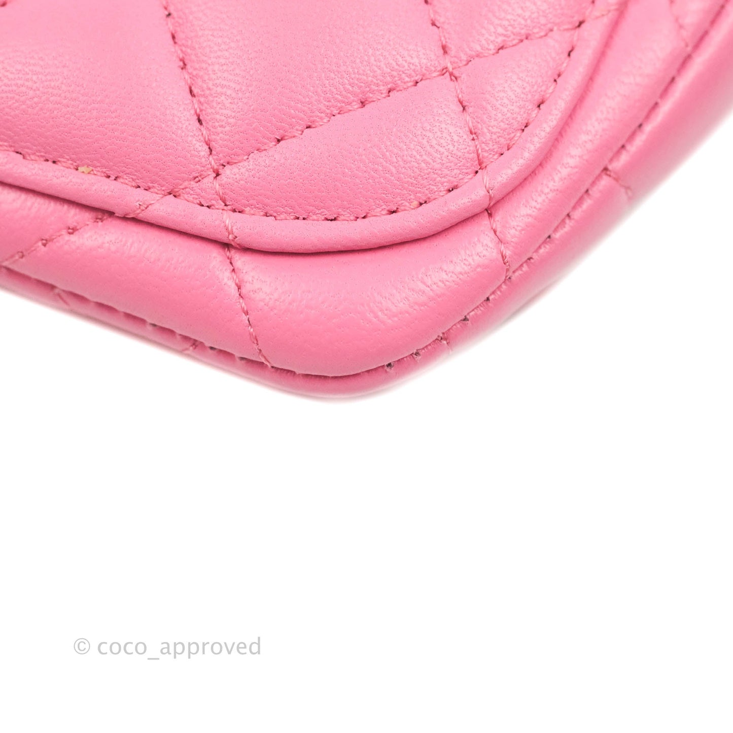 Chanel Quilted Case With Chain Pink Lambskin Gold Hardware