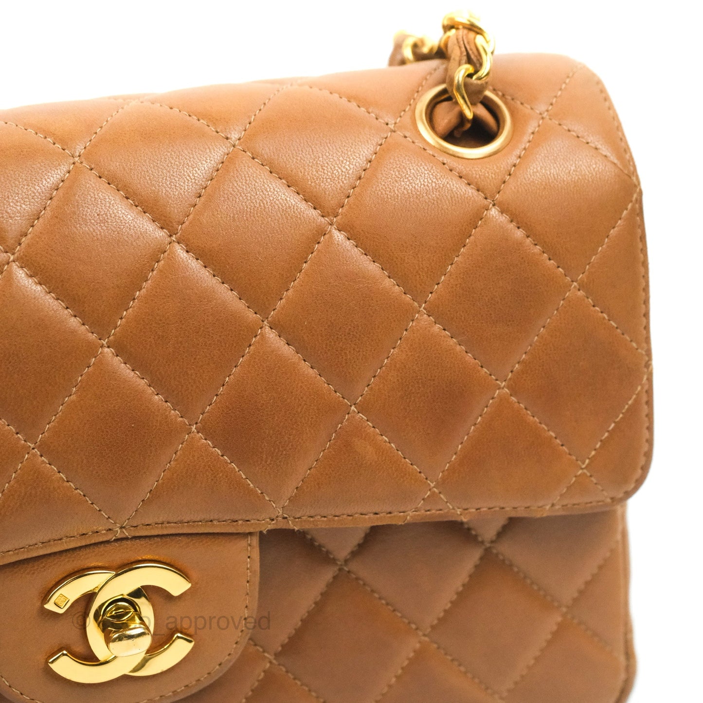 Chanel Vintage Double-sided Small Flap Brown Caramel Lambskin 24K Gold Hardware