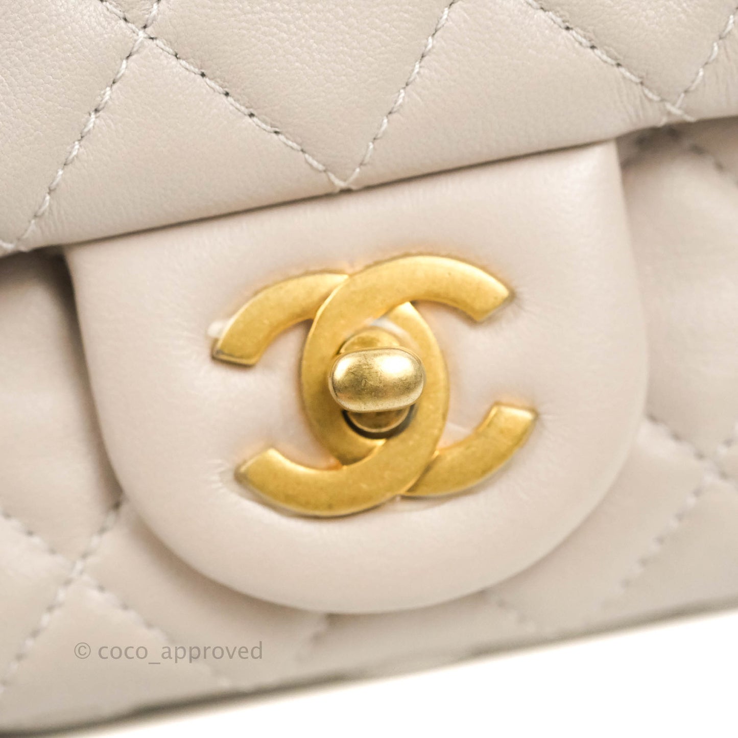 Chanel Mini Rectangular Pearl Crush Quilted Lilac Lambskin Aged Gold Hardware