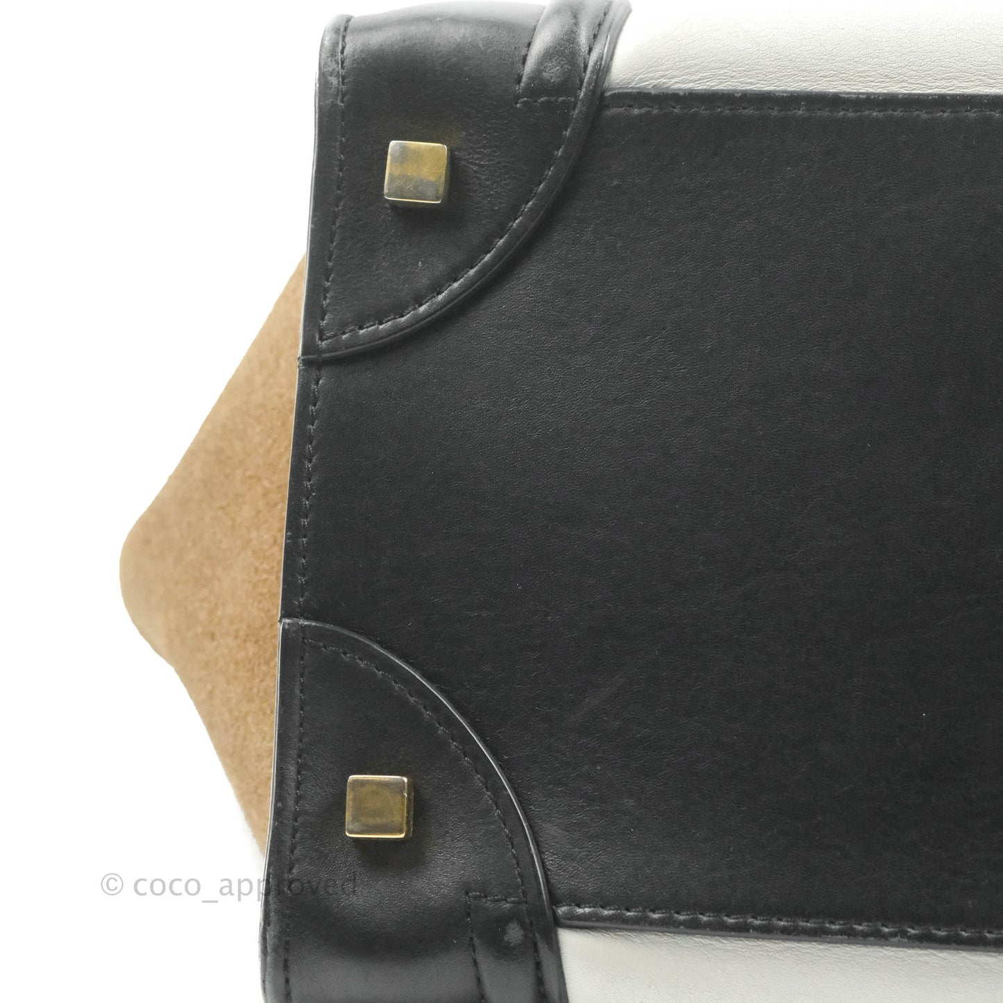 Celine Mini Luggage Bag Black/White/Brown Calfskin