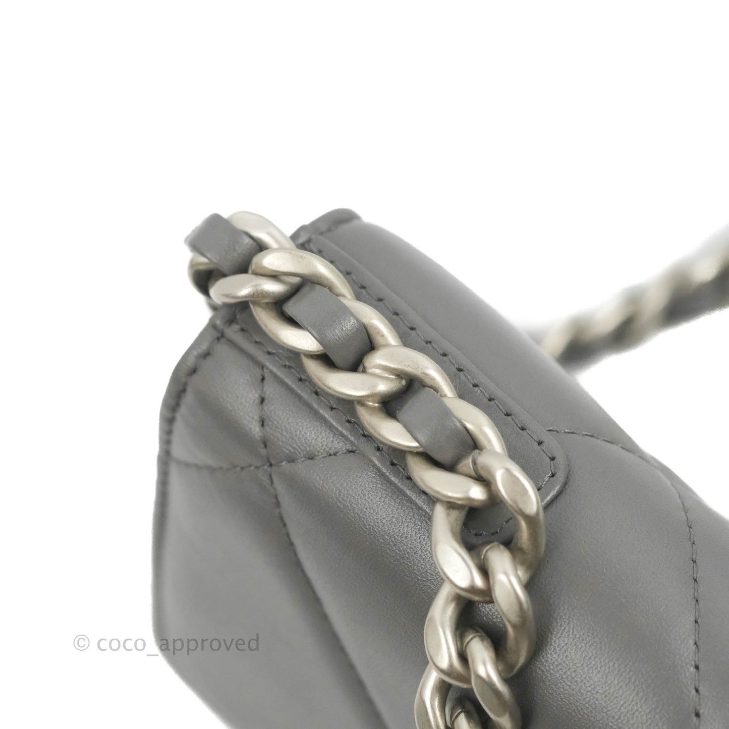 Chanel 19 Wallet on Chain WOC Dark Grey Lambskin Mixed Hardware