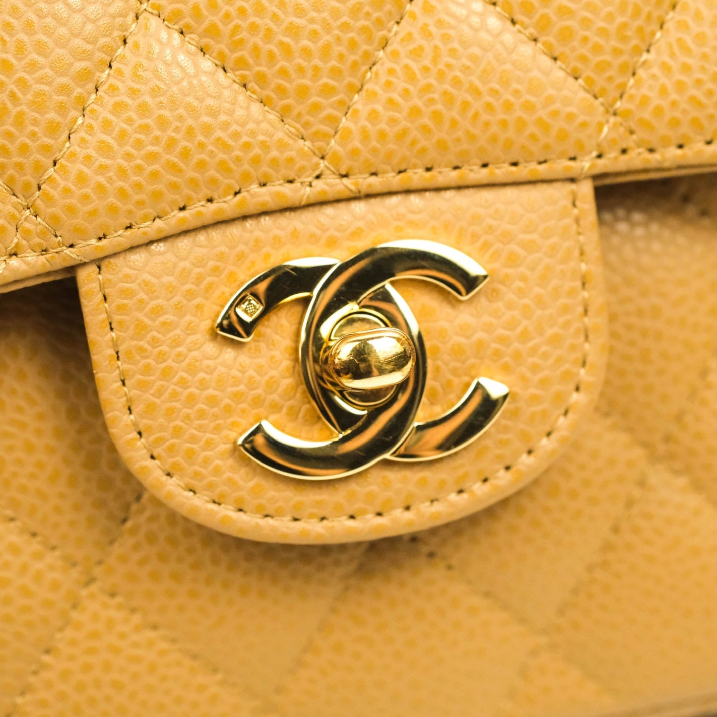 Chanel S/M Small Classic Quilted Flap Dark Beige Caviar 24K Gold Hardware