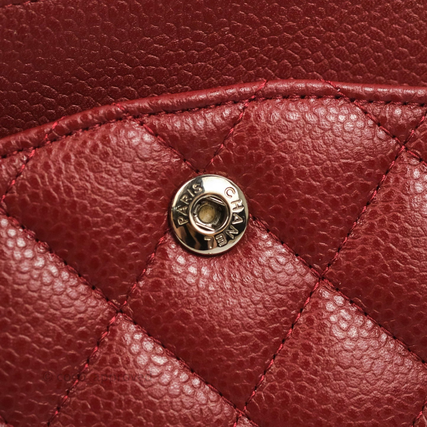 Chanel Classic M/L Medium Flap Quilted Dark Red Caviar Silver Hardware