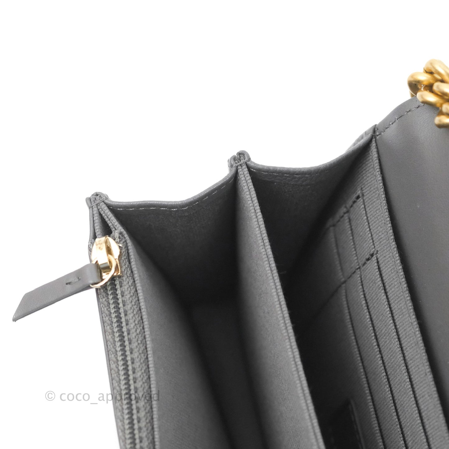 Chanel Quilted Mini Boy Wallet on Chain WOC Dark Grey Caviar Aged Gold Hardware