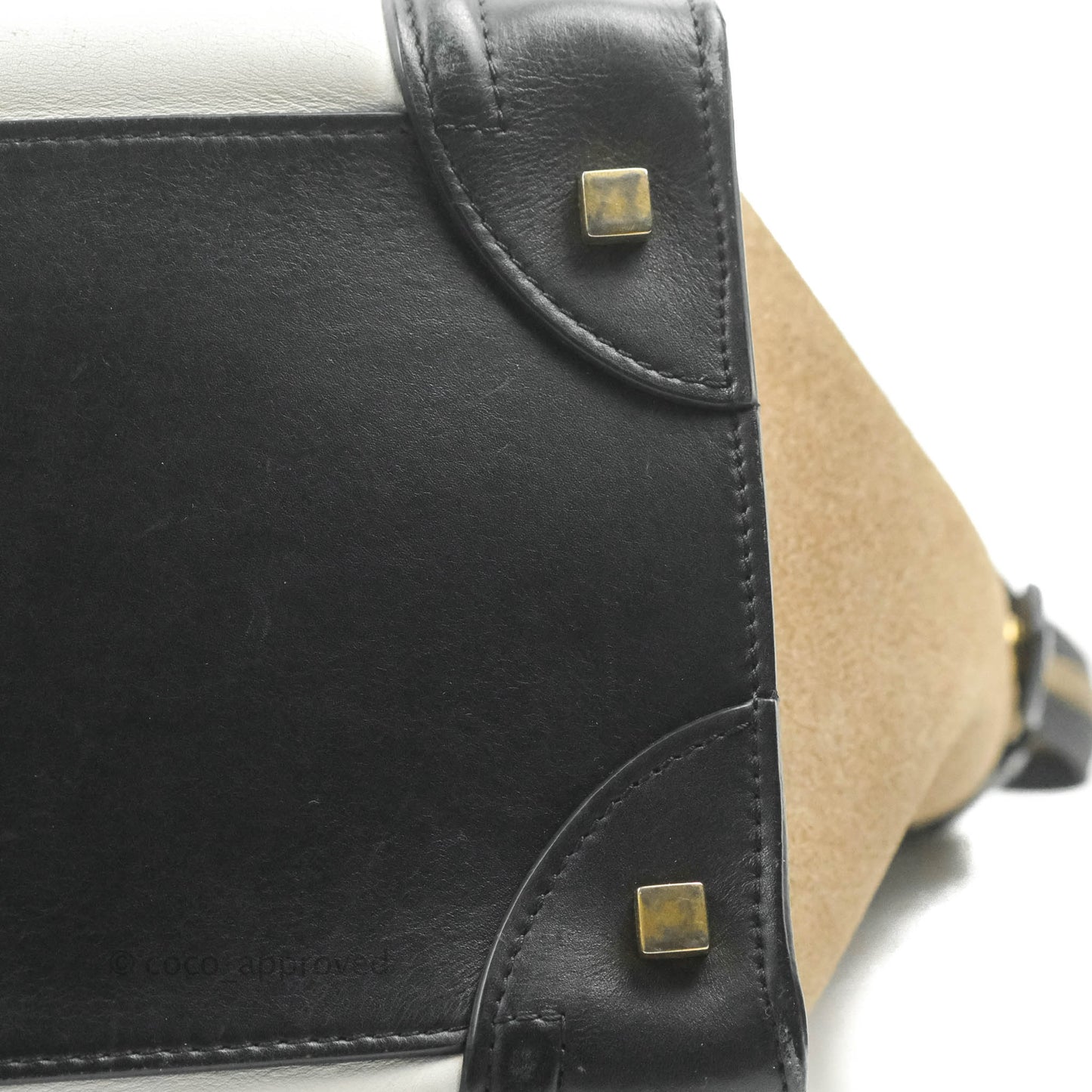 Celine Mini Luggage Bag Black/White/Brown Calfskin