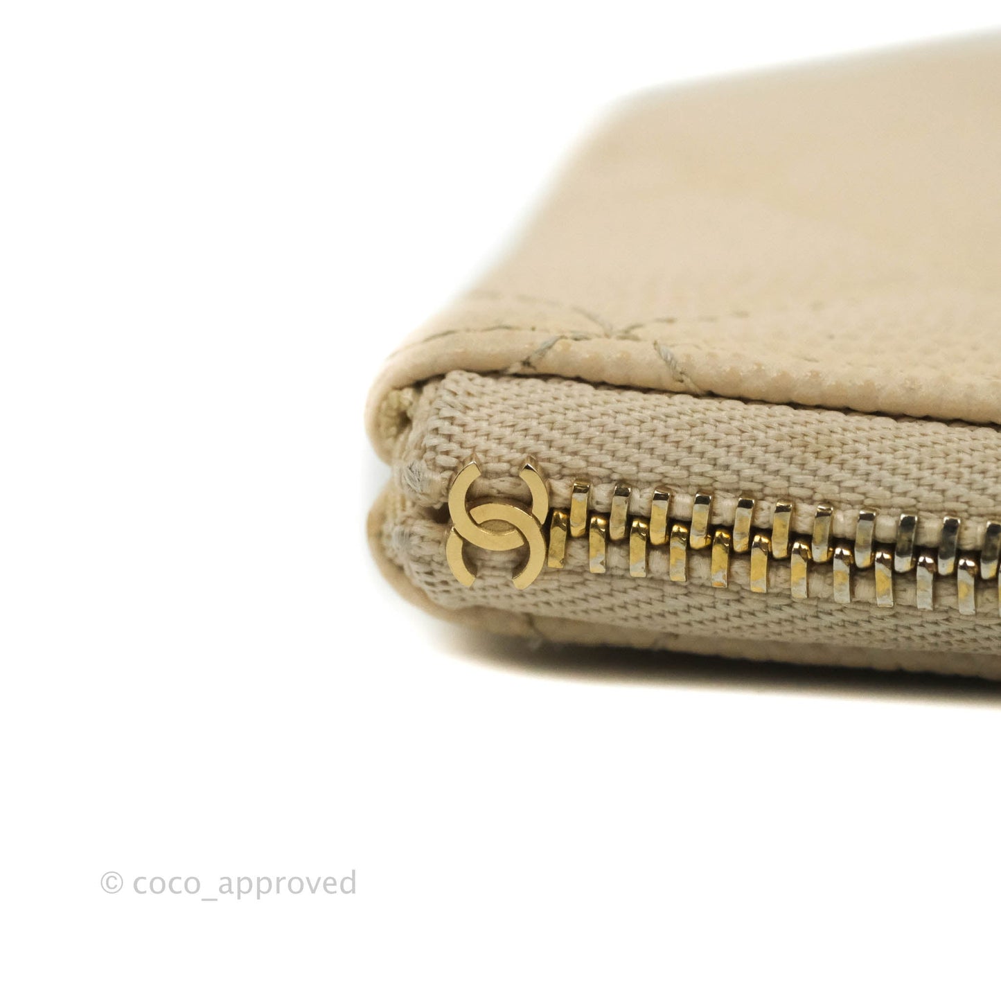 Chanel Quilted Mini O Case Light Beige Caviar Gold Hardware