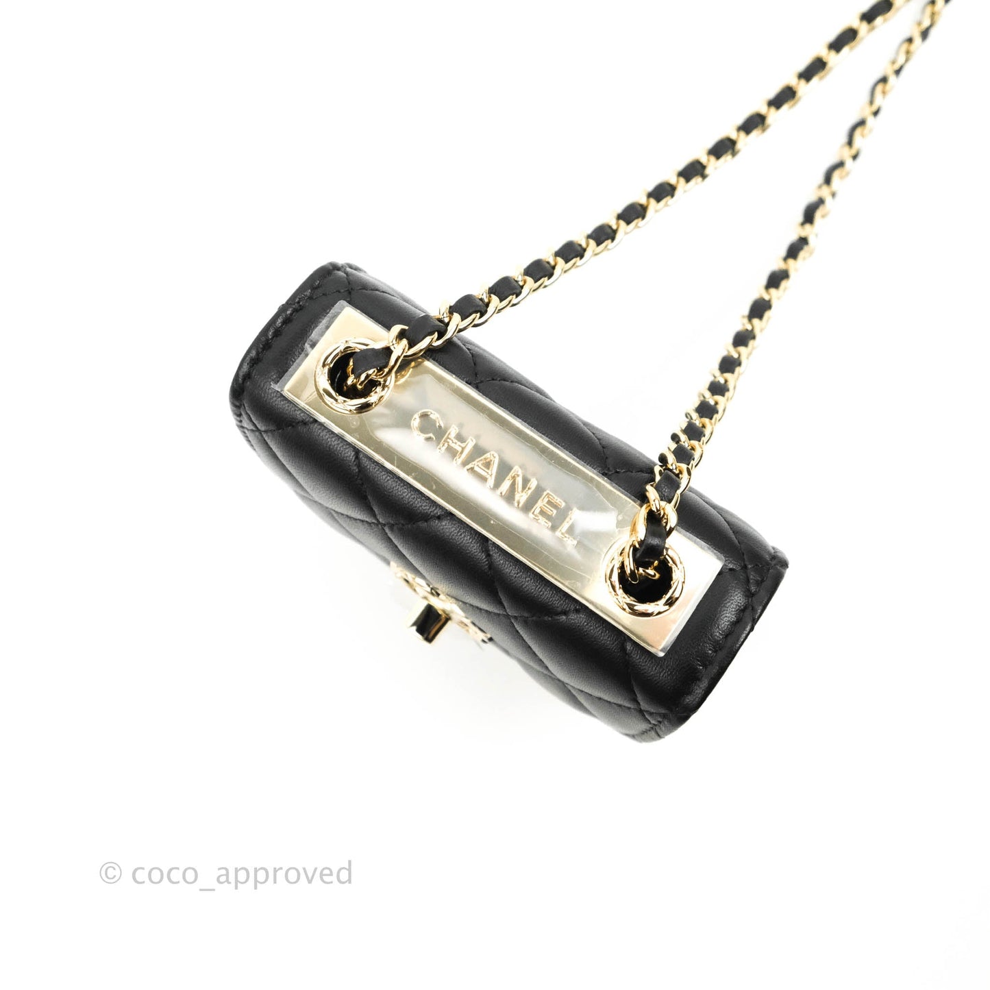 Chanel Mini Quilted Clutch With Chain Black Lambskin Gold Hardware 22S