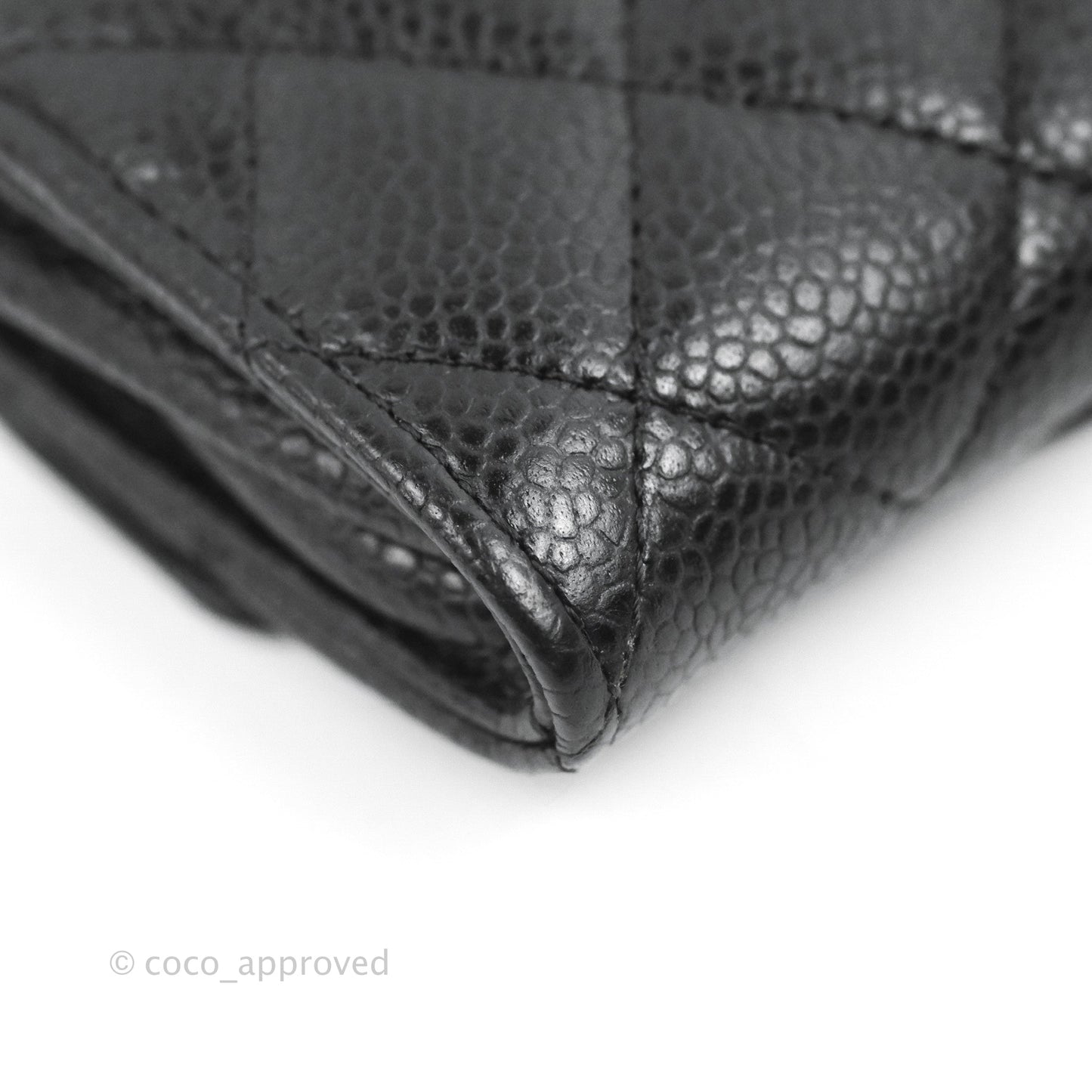 Chanel Quilted Flap Card Holder Black Caviar Silver Hardware
