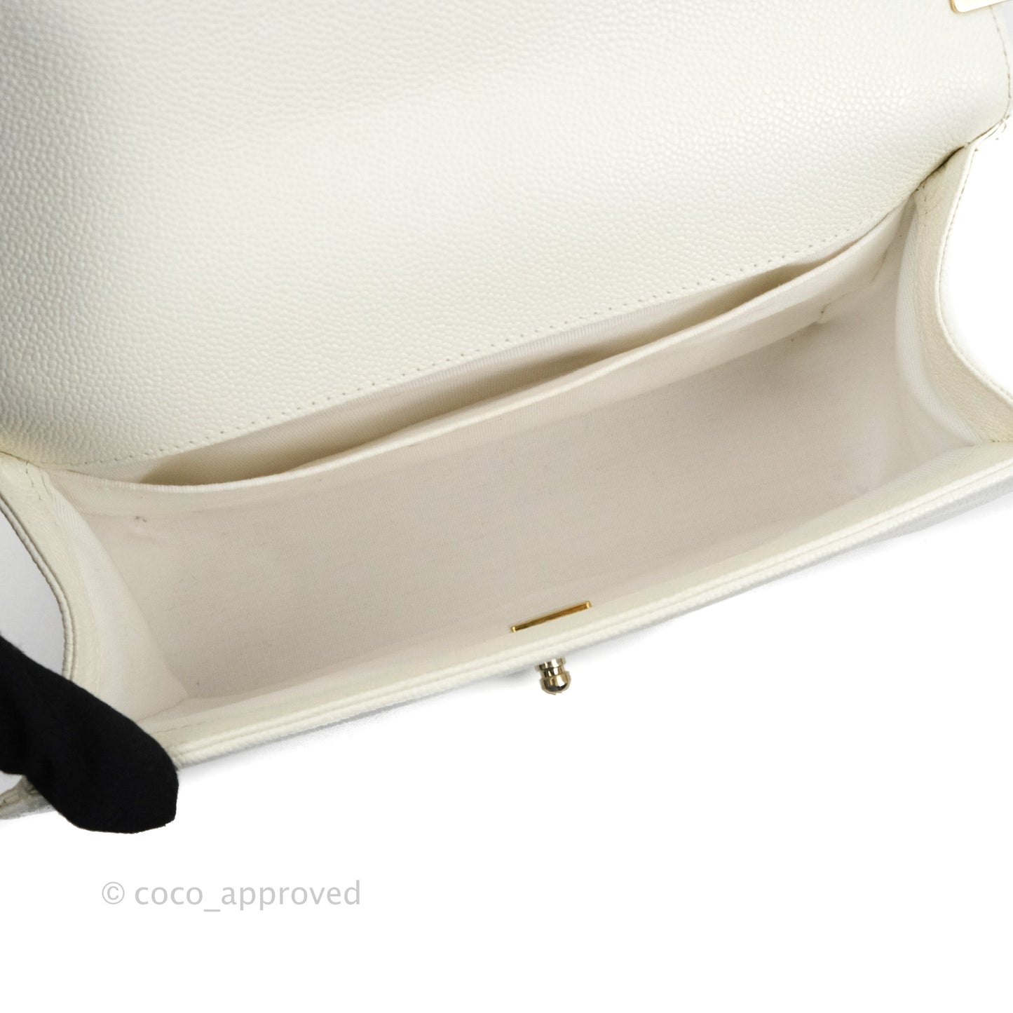 Chanel Quilted Medium Boy White Caviar Gold Hardware