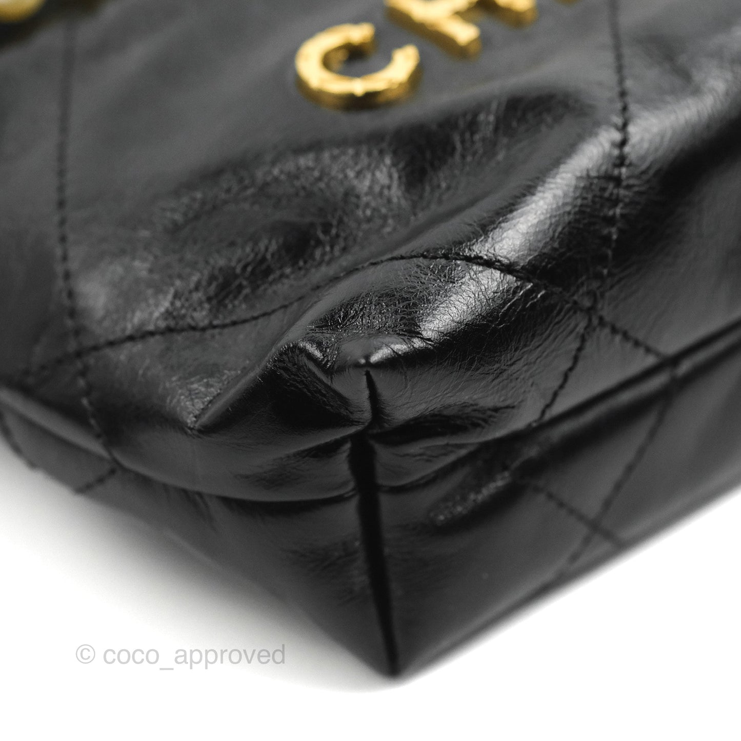 Chanel 22 Mini Bag with Pearl Chain Black Shiny Crumpled Calfskin