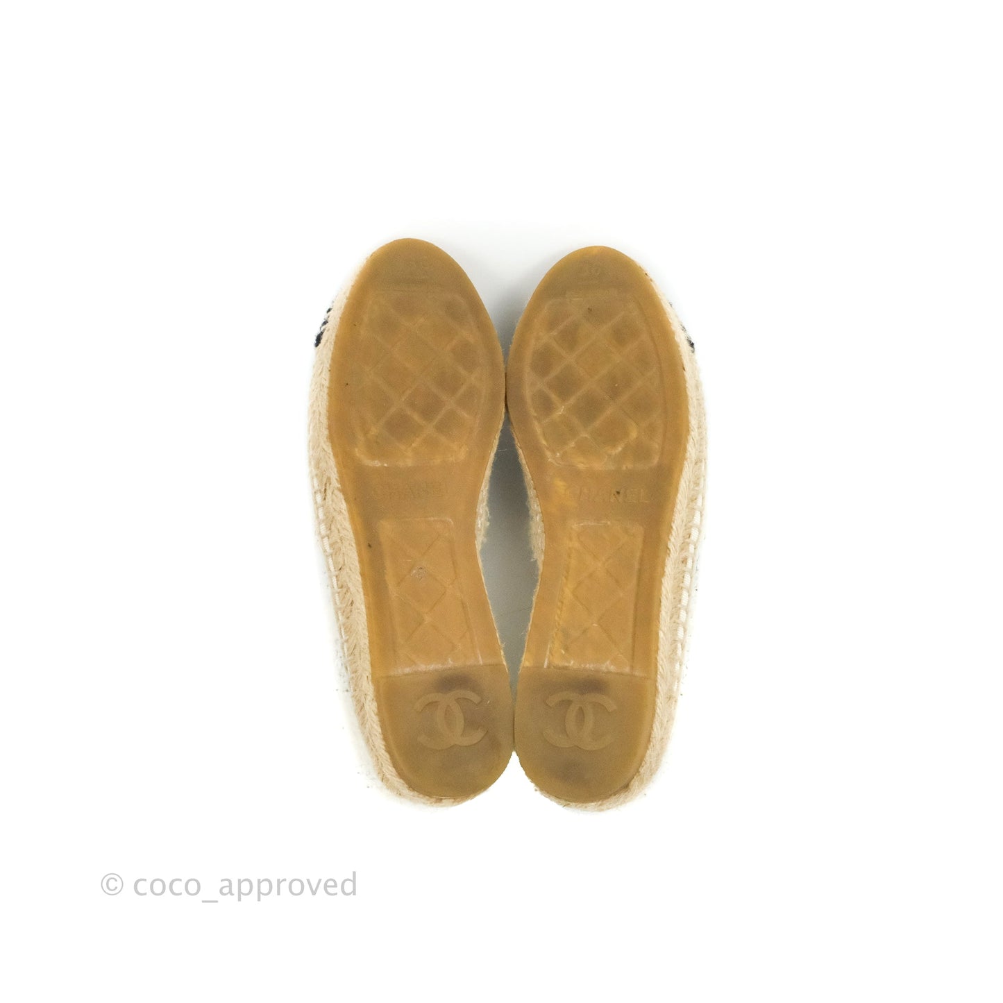 Chanel Espadrille Ivory White Tweed Size 36