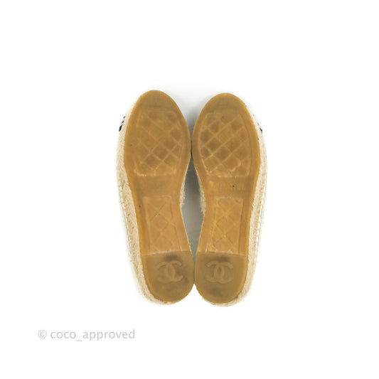 Chanel Espadrille Ivory White Tweed Size 36