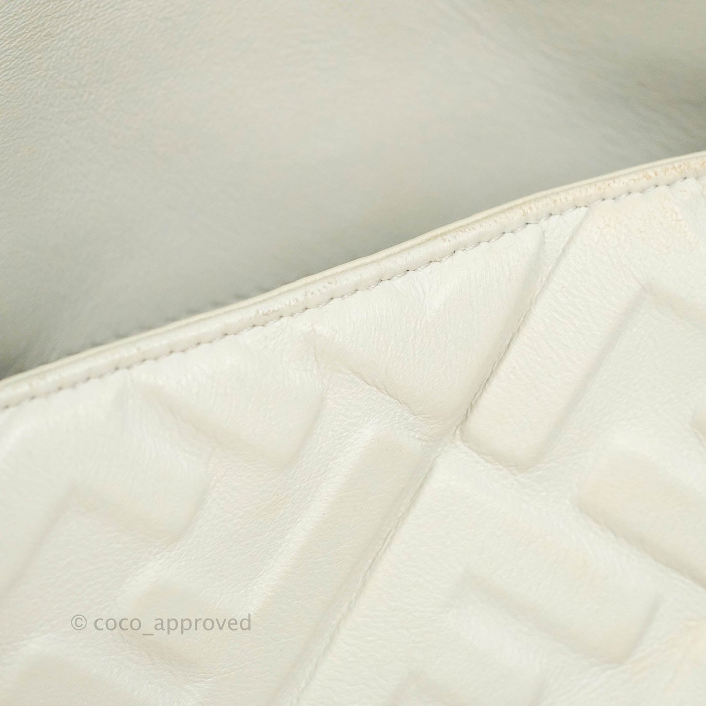 Fendi Medium Baguette Bag White Calfskin Gold Hardware