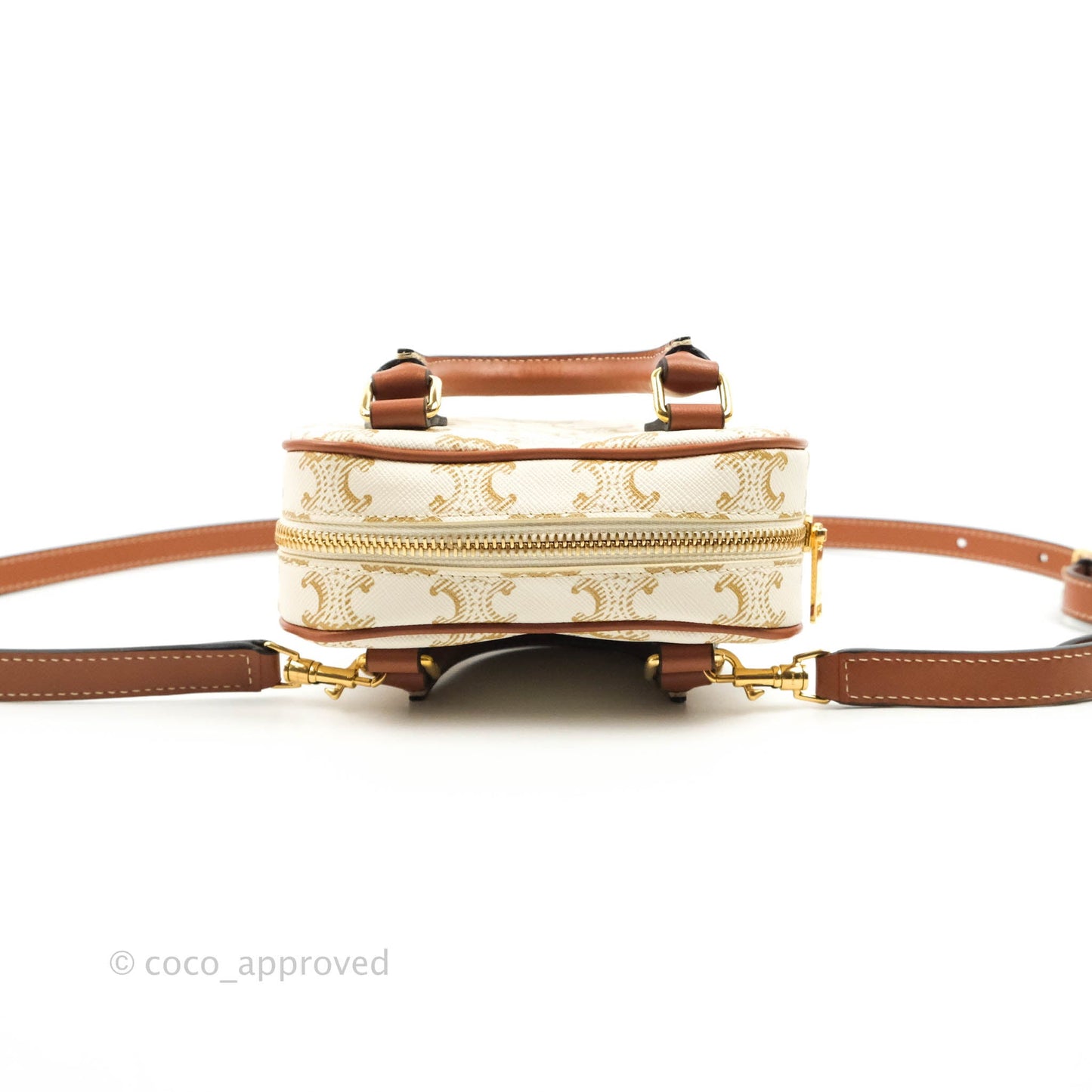 Celine Heart Medium Triomphe White Calfskin